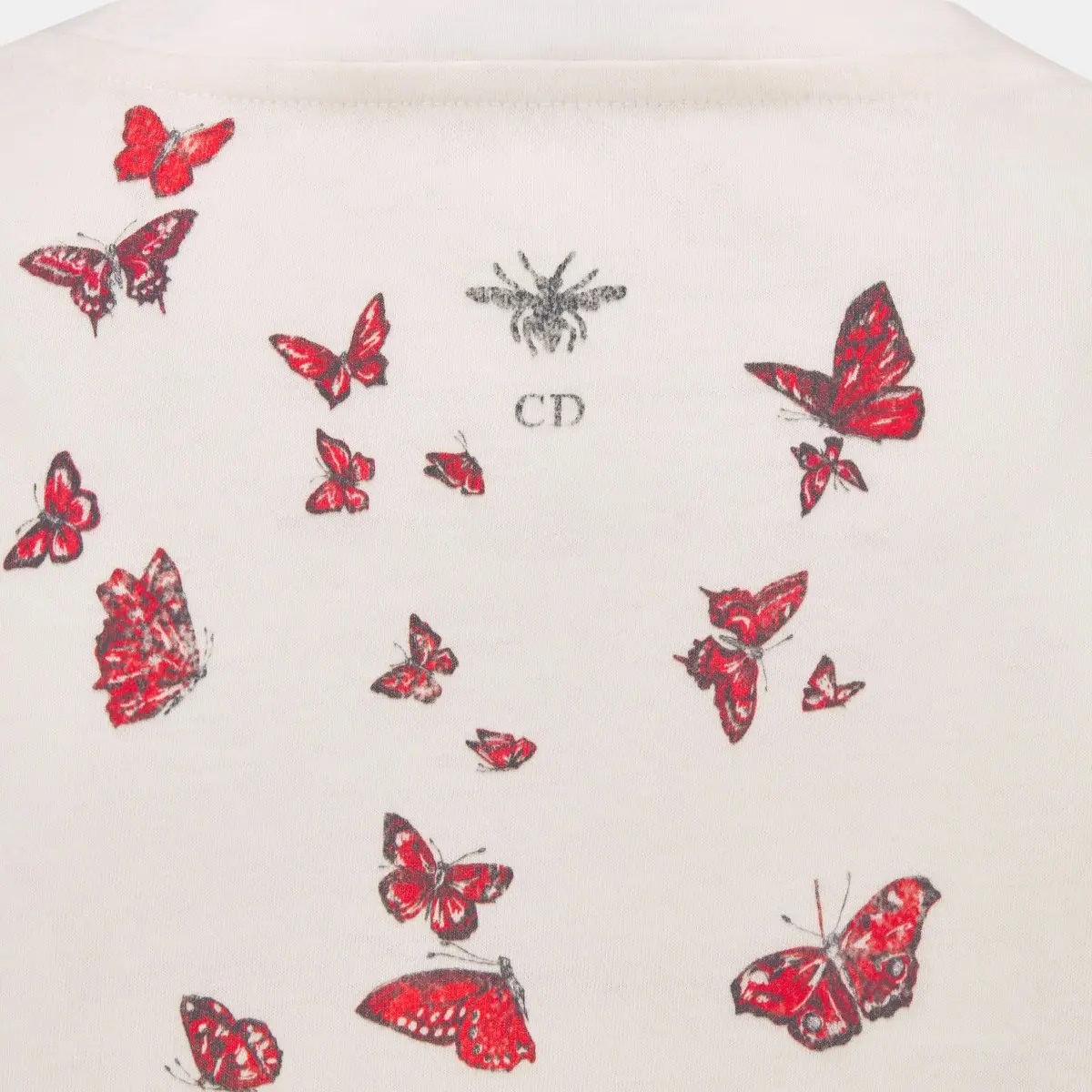 Áo thun nữ Dior White Cotton T-shirt With Red Design 1