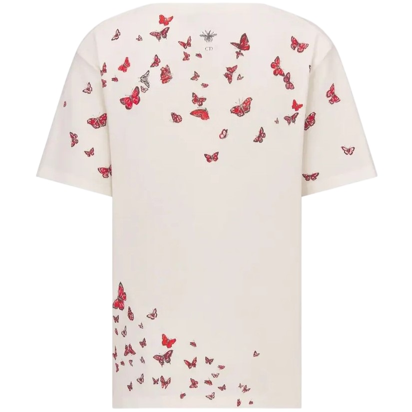 Áo thun nữ Dior White Cotton T-shirt With Red Design 5