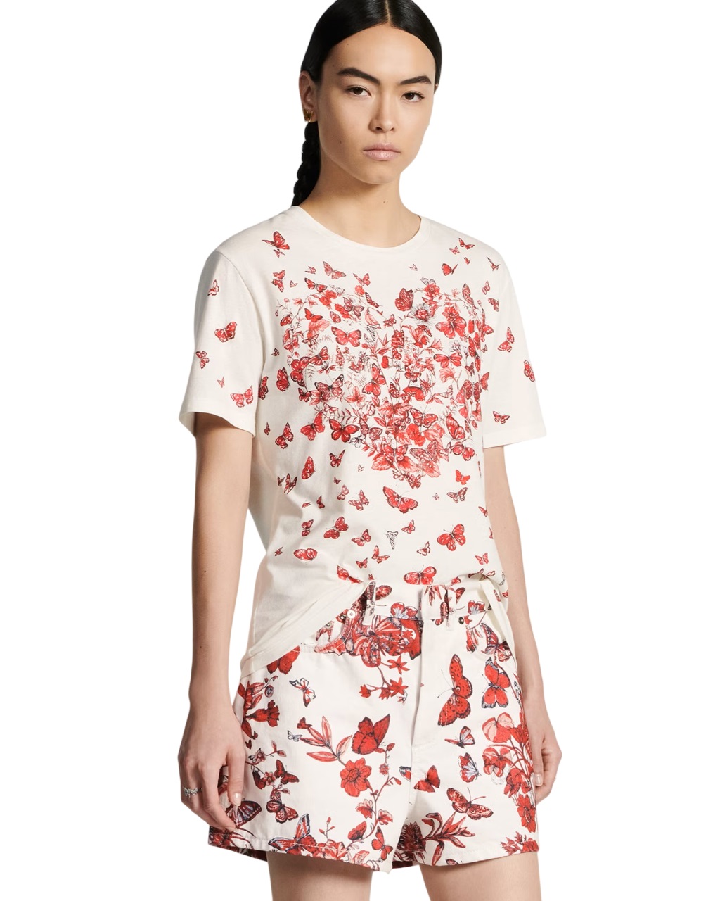Áo thun nữ Dior White Cotton T-shirt With Red Design 6