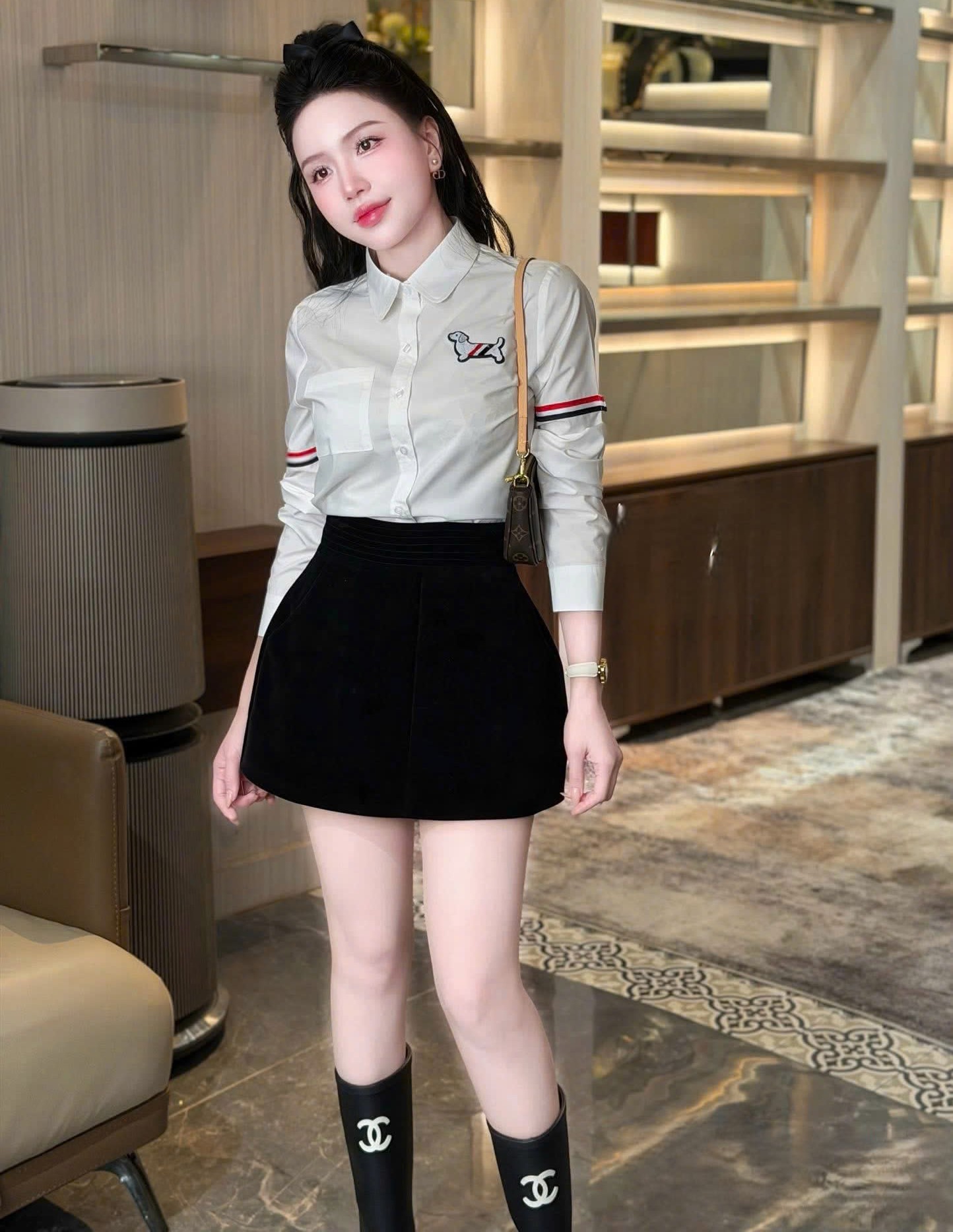 Áo sơ mi tay dài hoa tiết chó Thom Browne 8