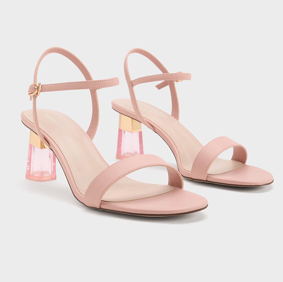 GIÀY SANDAL CAO GÓT NỮ CHARLES AND KEITH CLEAR TRAPEZE HEEL SANDALS 2