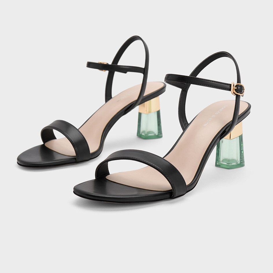 GIÀY SANDAL CAO GÓT NỮ CHARLES AND KEITH CLEAR TRAPEZE HEEL SANDALS 4