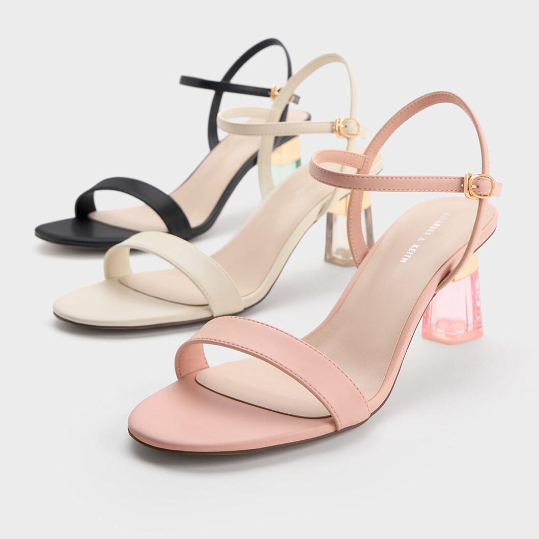 GIÀY SANDAL CAO GÓT NỮ CHARLES AND KEITH CLEAR TRAPEZE HEEL SANDALS 6