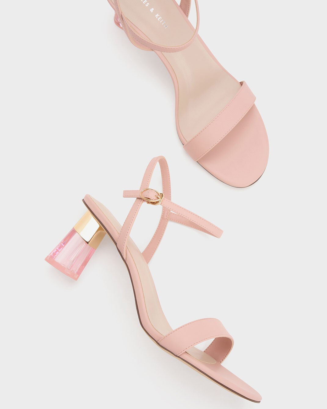 GIÀY SANDAL CAO GÓT NỮ CHARLES AND KEITH CLEAR TRAPEZE HEEL SANDALS 7