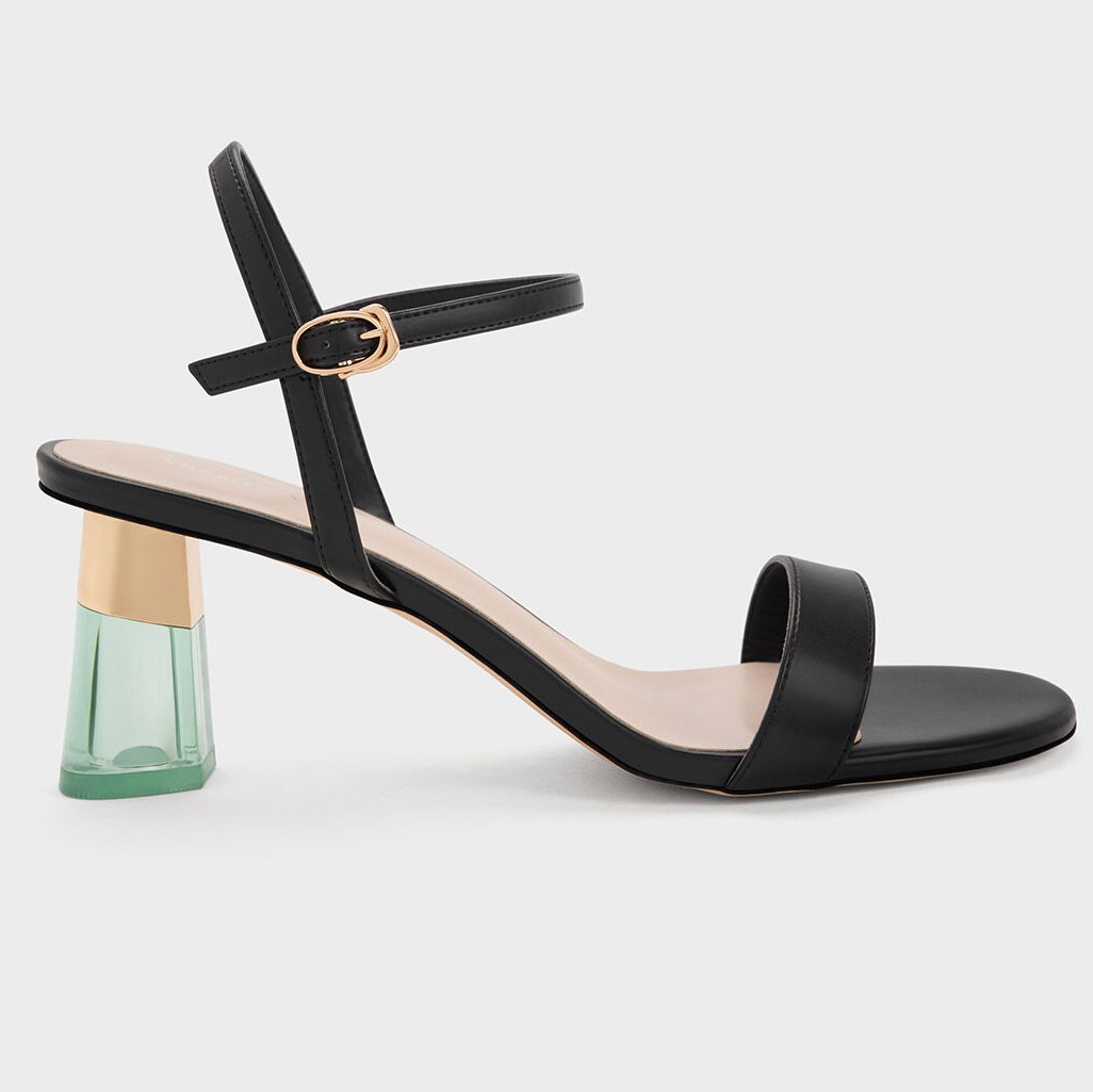GIÀY SANDAL CAO GÓT NỮ CHARLES AND KEITH CLEAR TRAPEZE HEEL SANDALS 5