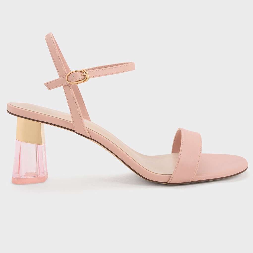 GIÀY SANDAL CAO GÓT NỮ CHARLES AND KEITH CLEAR TRAPEZE HEEL SANDALS 9