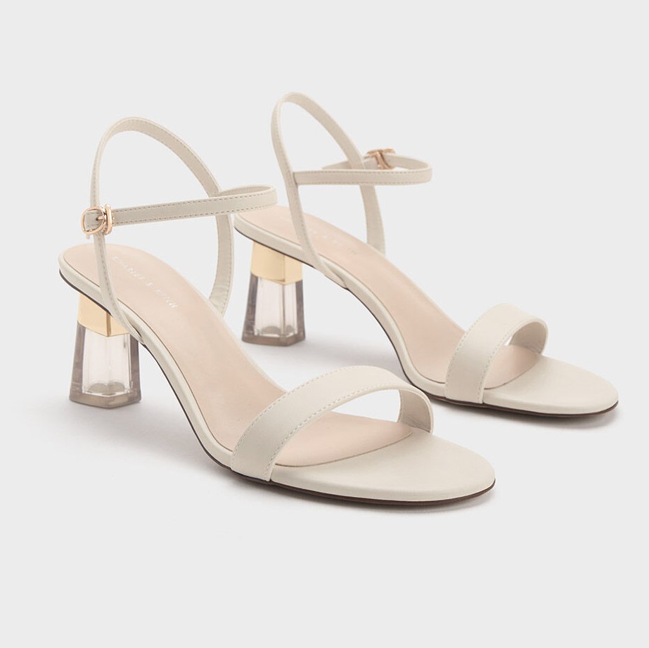 GIÀY SANDAL CAO GÓT NỮ CHARLES AND KEITH CLEAR TRAPEZE HEEL SANDALS 15