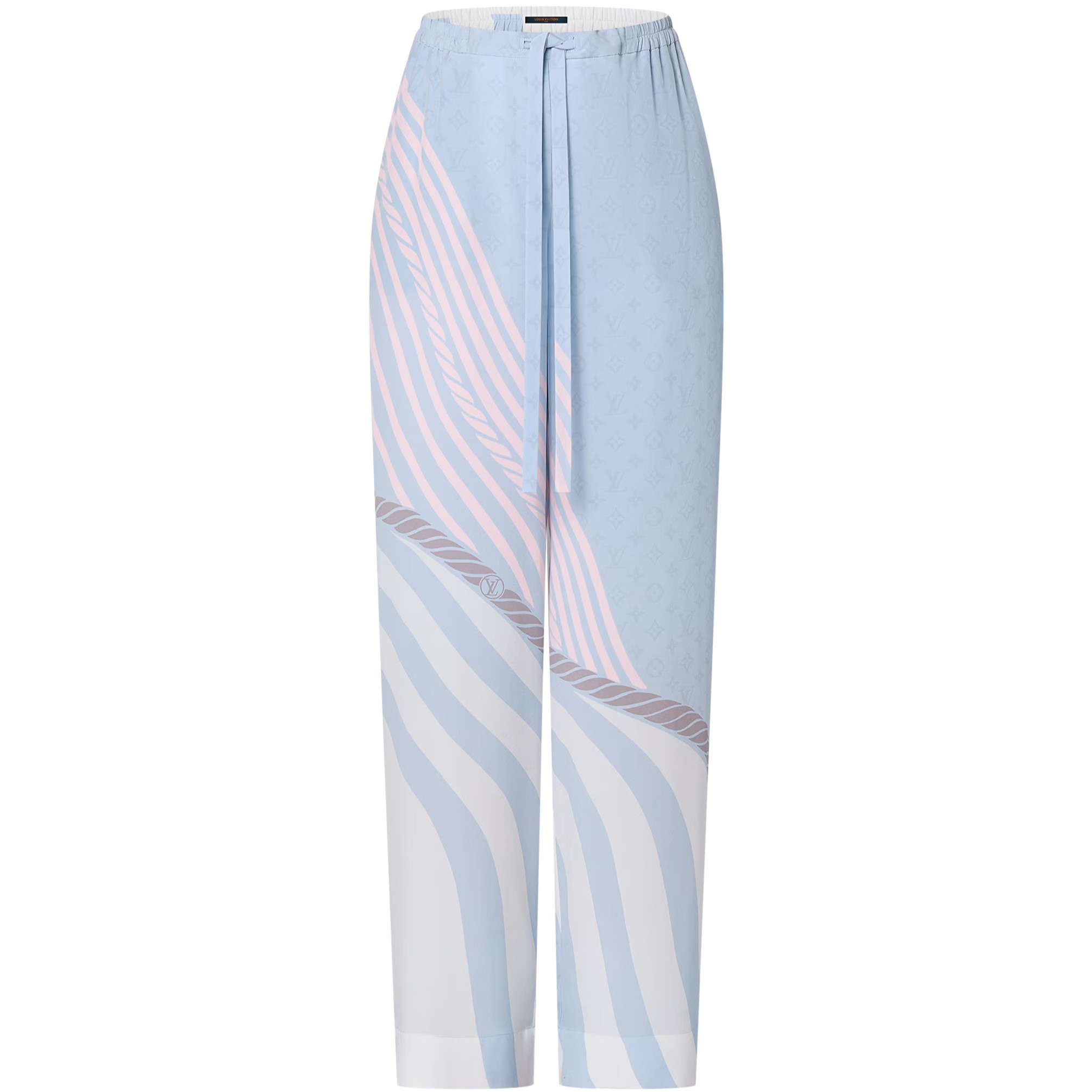 Quần suông LV nữ Louis Vuitton Wave Print Pajama Pants 1AHHQY 7