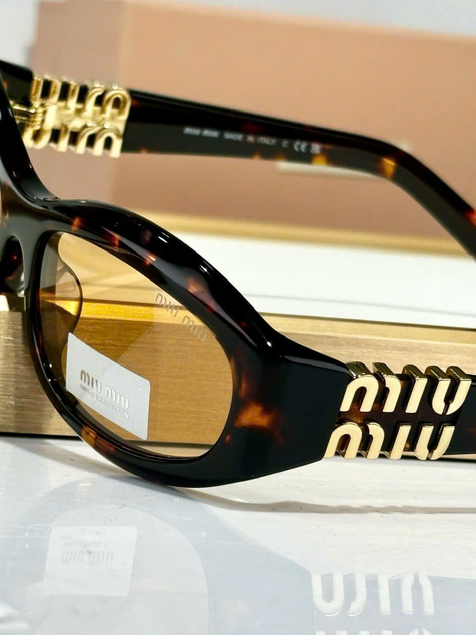 Kính mát Miu Miu Glimpse D-frame Acetate Sunglasses Tortoiseshell 14ZS 7