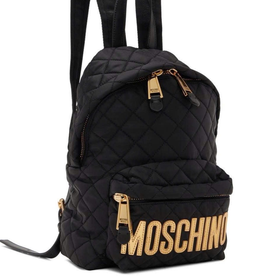 Balo Moschino Logo Quilted Backpack Black 6