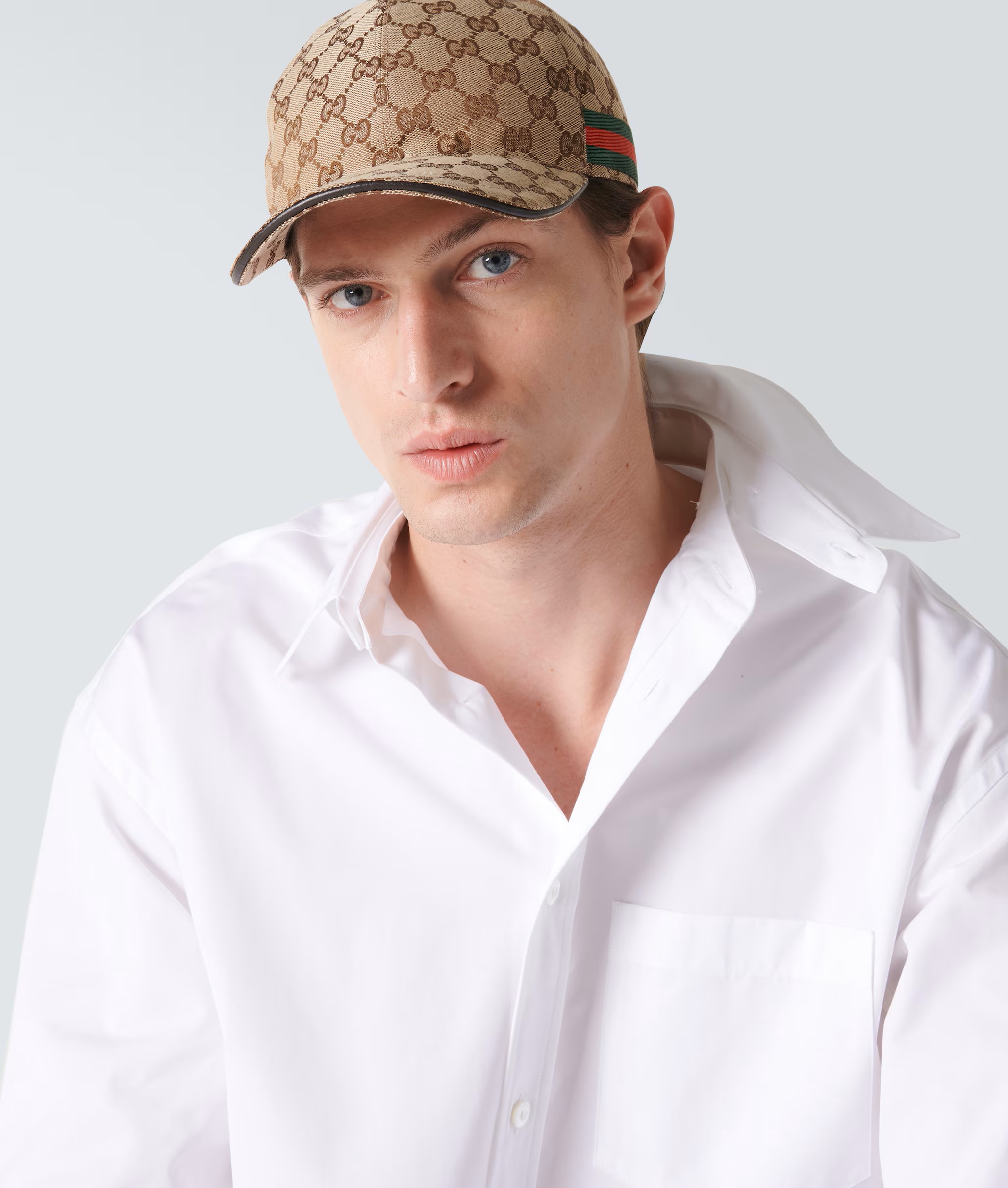 Nón lưỡi trai Gucci GG Canvas Baseball Hat With Web Beige 3
