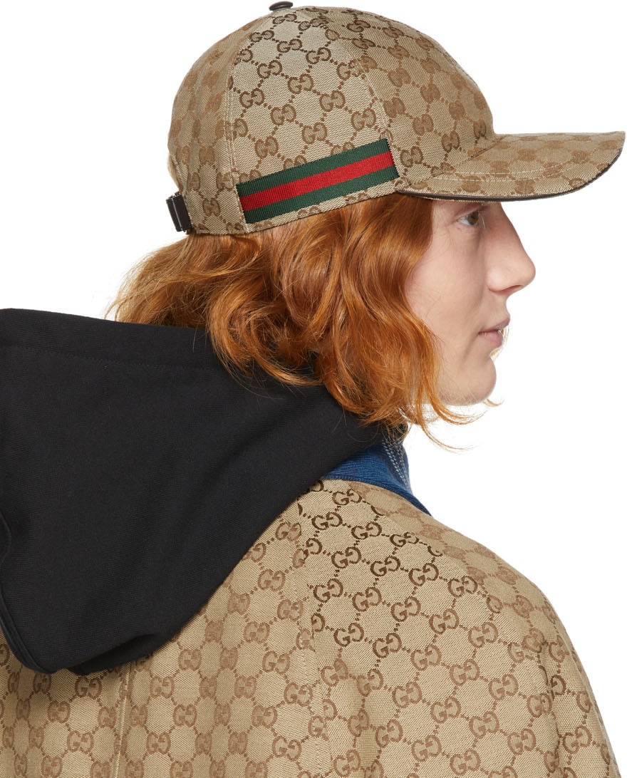 Nón lưỡi trai Gucci GG Canvas Baseball Hat With Web Beige 1