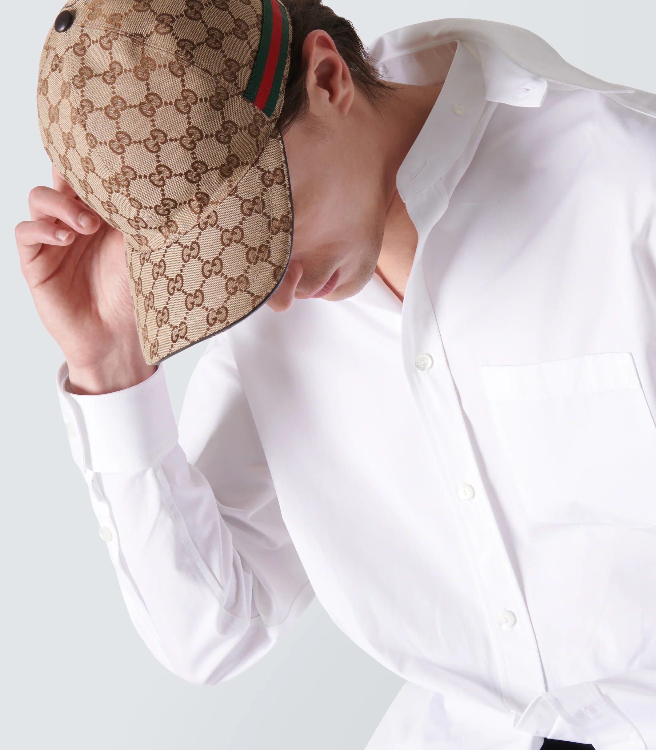 Nón lưỡi trai Gucci GG Canvas Baseball Hat With Web Beige 6