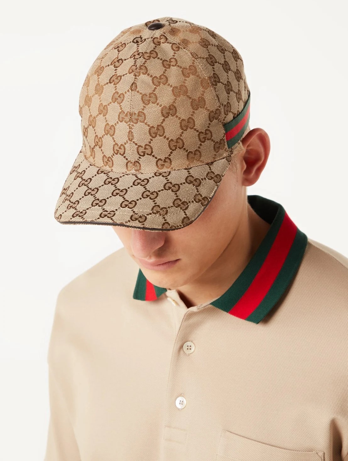 Nón lưỡi trai Gucci GG Canvas Baseball Hat With Web Beige 9
