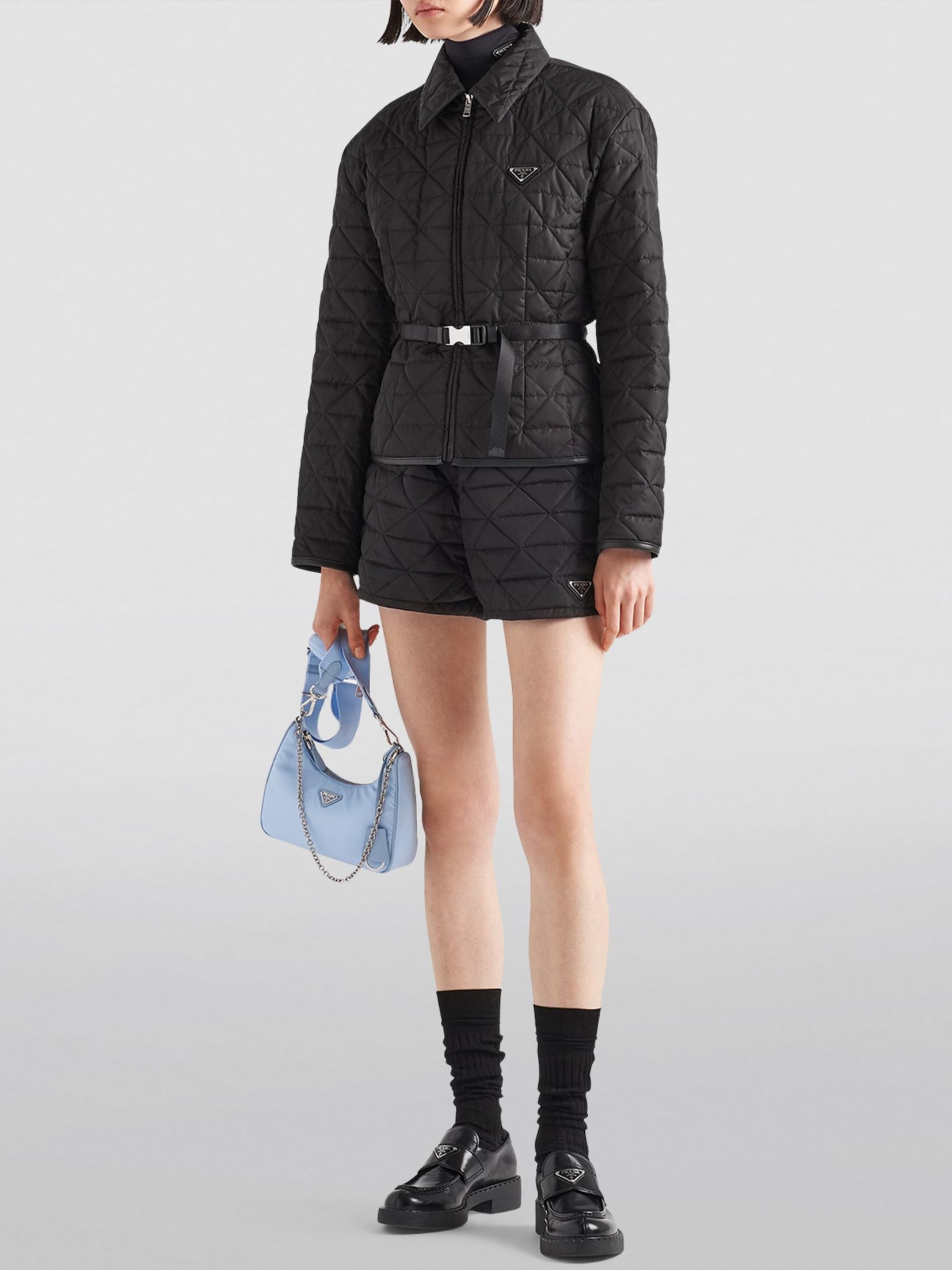 Áo khoác màu đen Prada Jacket Re-Nylon Crop Womens Padded Jumper 1