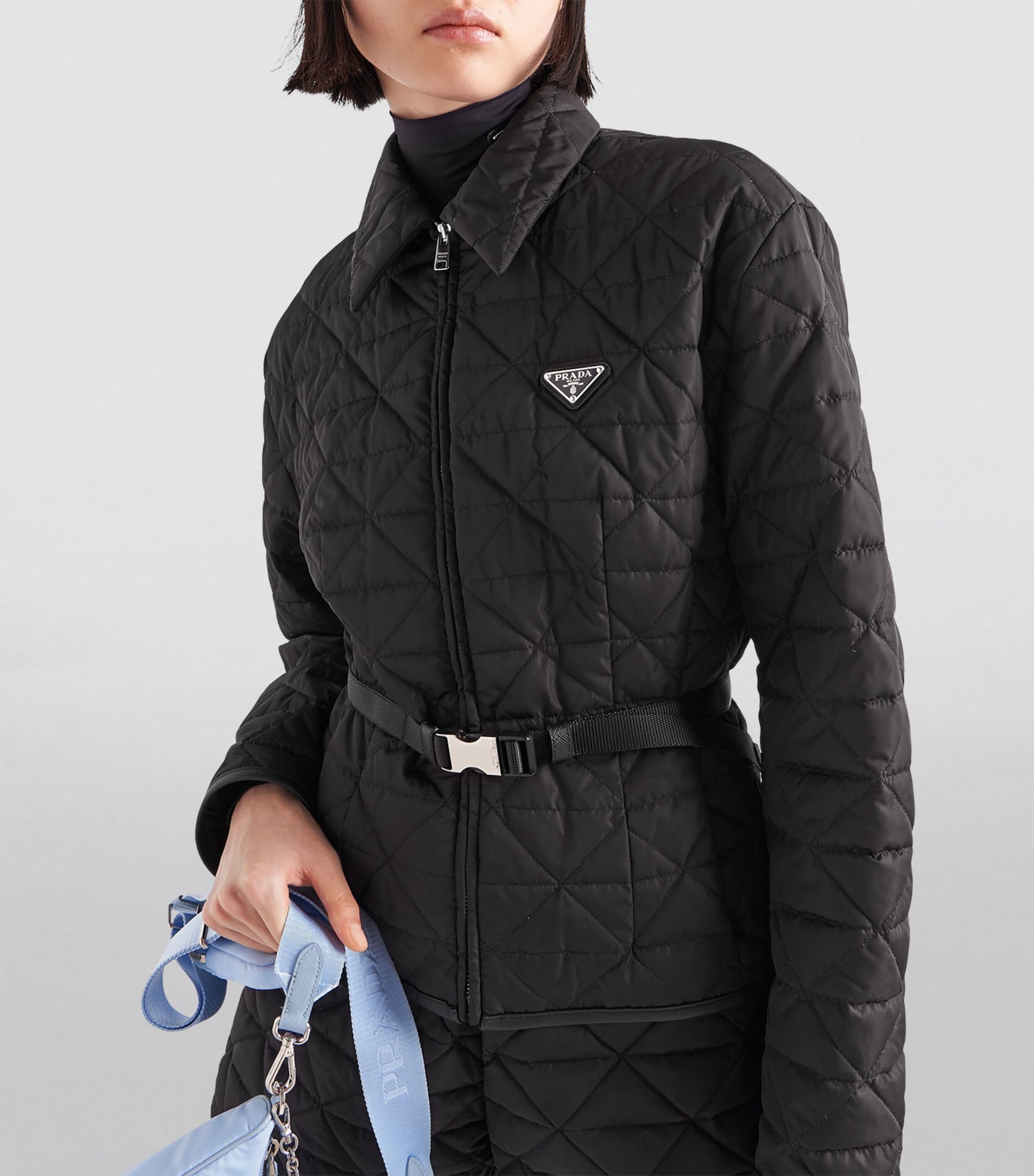 Áo khoác màu đen Prada Jacket Re-Nylon Crop Womens Padded Jumper 2