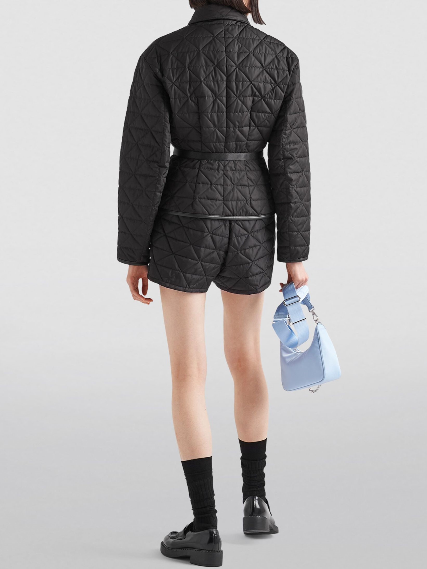Áo khoác màu đen Prada Jacket Re-Nylon Crop Womens Padded Jumper 4