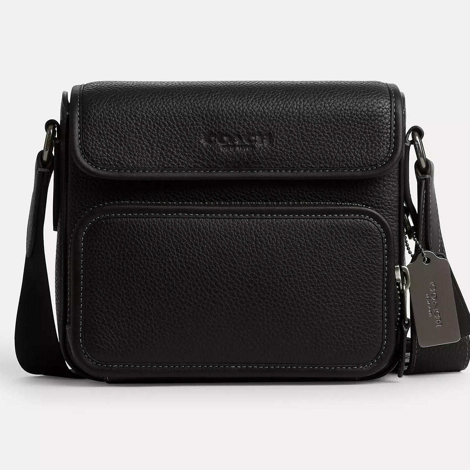 TÚI ĐEO CHÉO COACH NAM SULLIVAN FLAP CROSSBODY IN BLACK REFINED PEBBLE LEATHER AND SMOOTH CALF LEATHER CN729 3