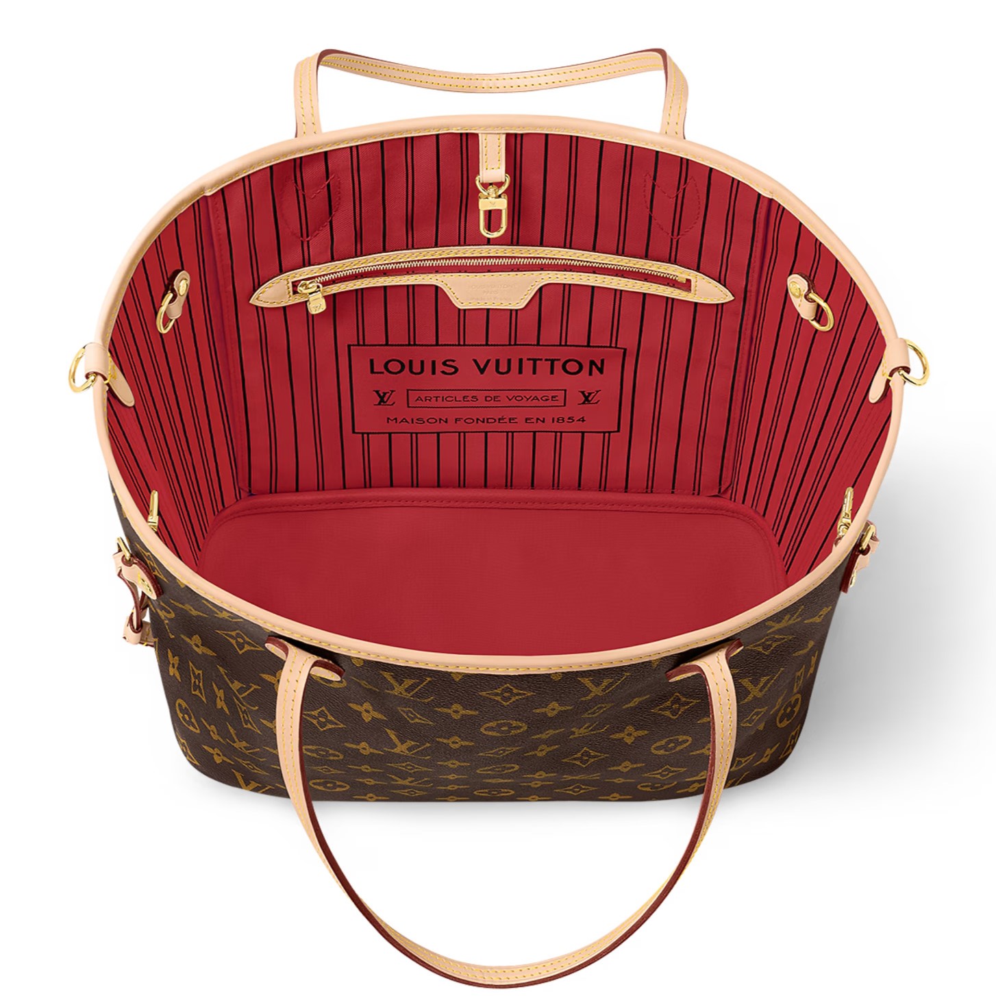 Túi tote LV Louis Vuitton Neverfull Bandoulière Inside Out MM Monogram Rouge Sari M12096 2