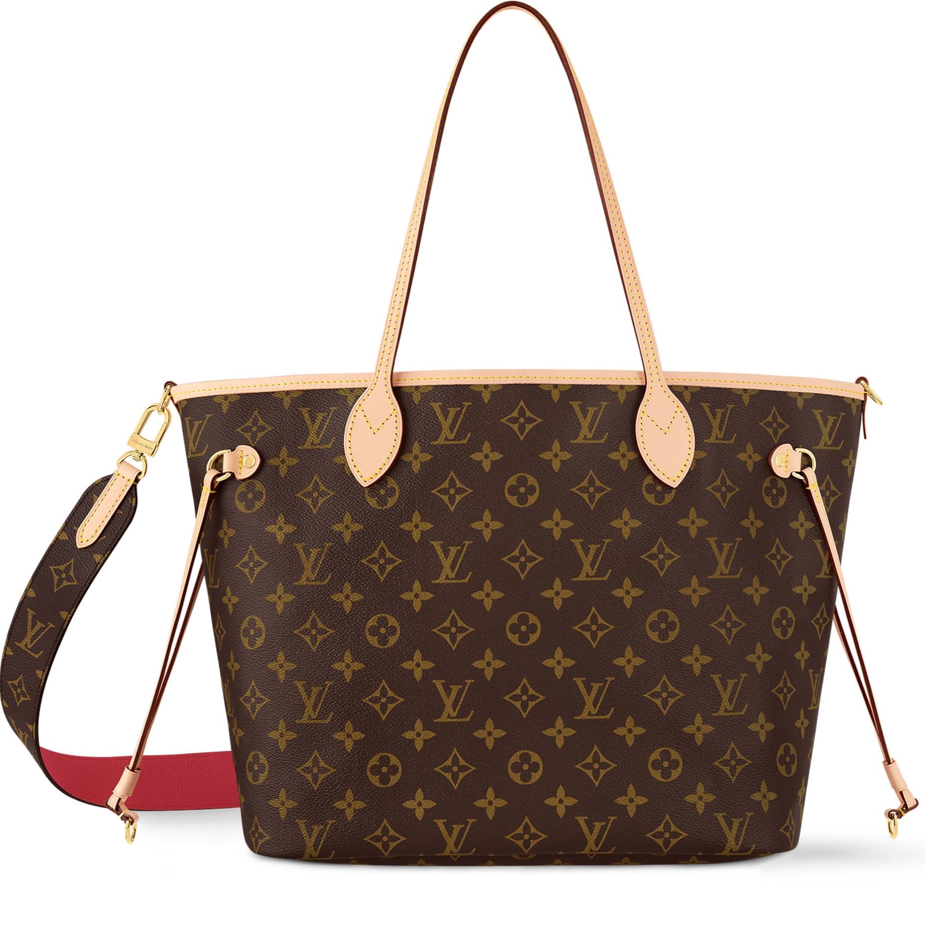 Túi tote LV Louis Vuitton Neverfull Bandoulière Inside Out MM Monogram Rouge Sari M12096 4