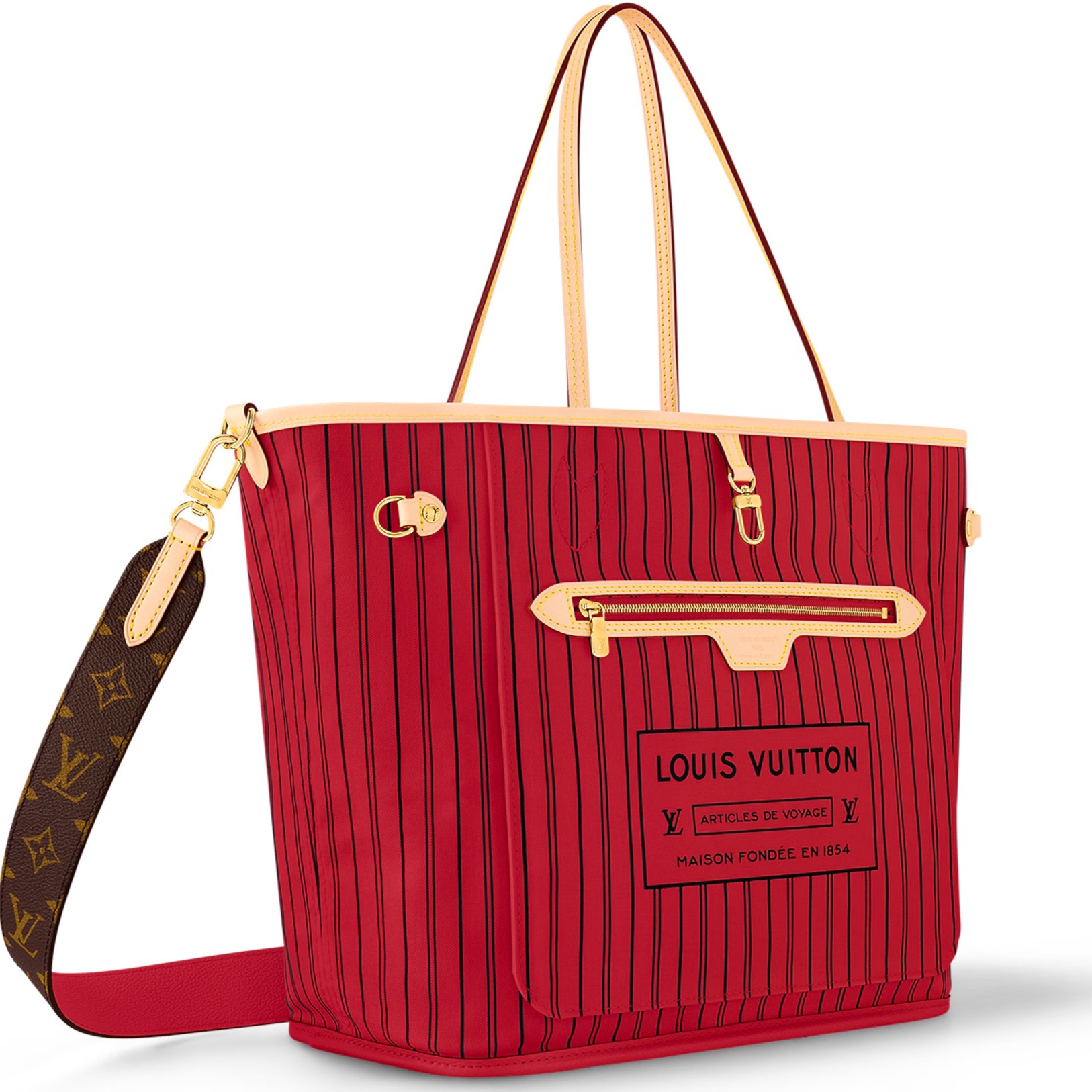Túi tote LV Louis Vuitton Neverfull Bandoulière Inside Out MM Monogram Rouge Sari M12096 6