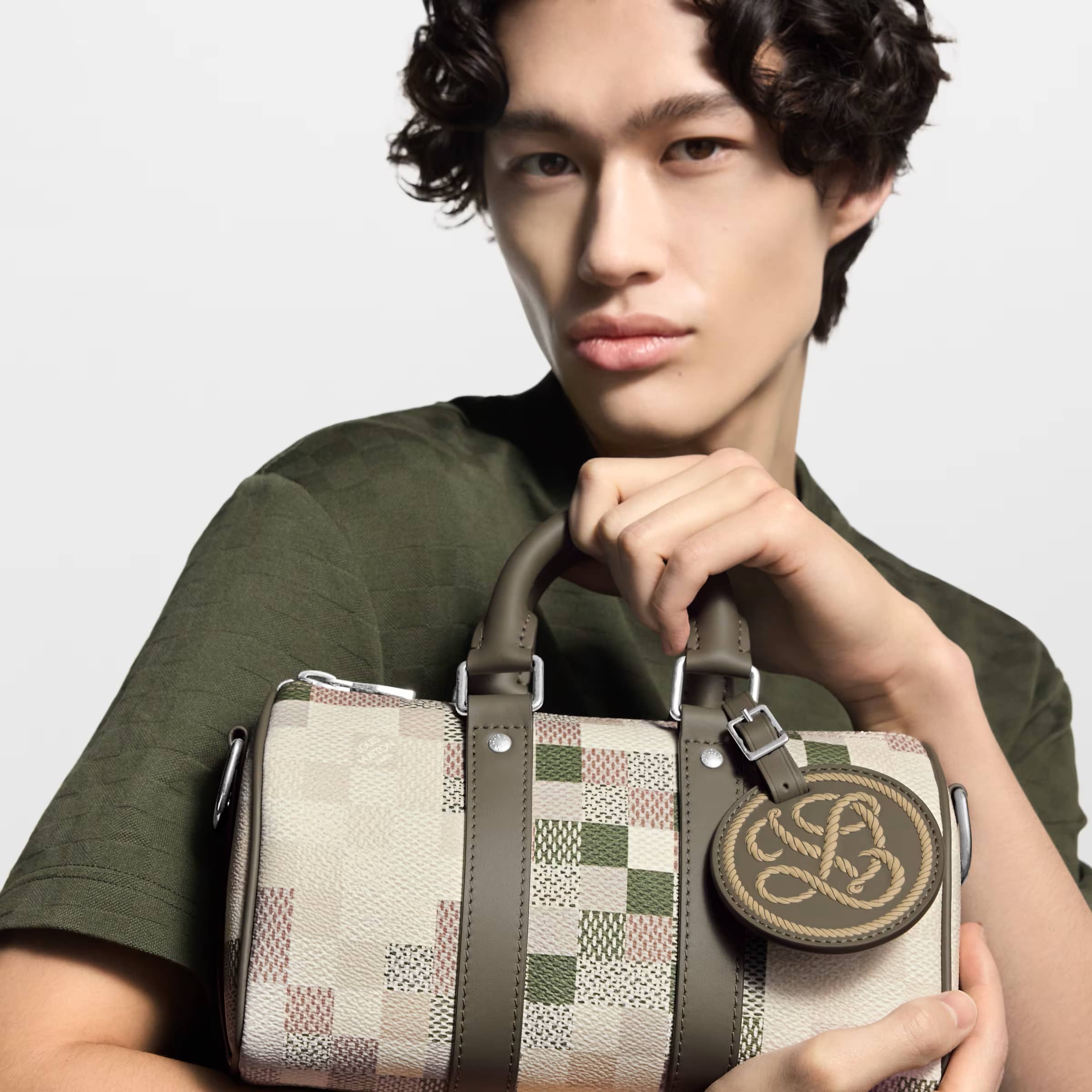 Túi đeo chéo Louis Vuitton Keepall Bandoulière 25 Khaki Damoflage Canvas 5