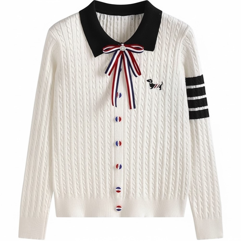Áo len nữ cổ nơ Thom Browne 1