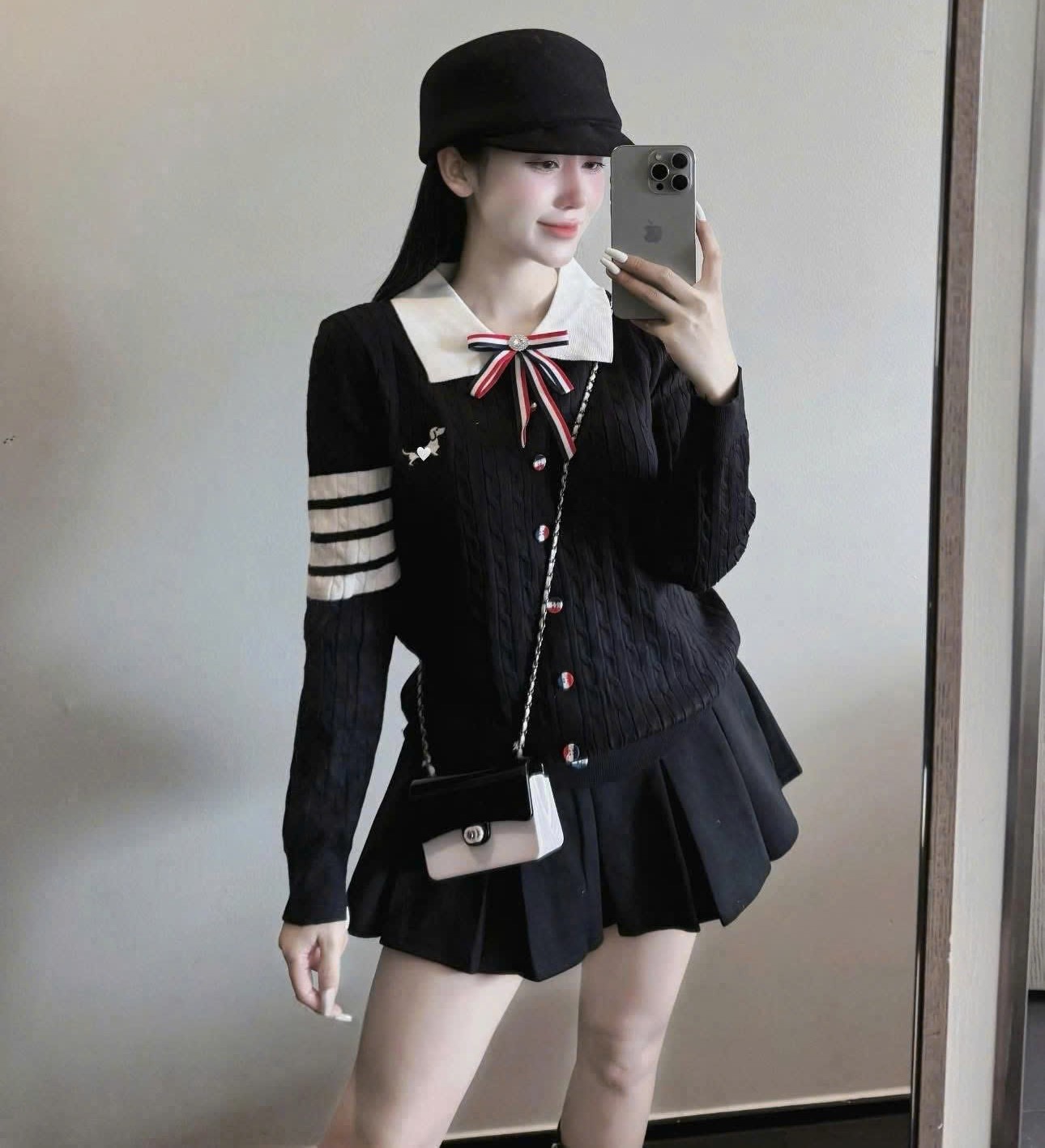 Áo len nữ cổ nơ Thom Browne 9
