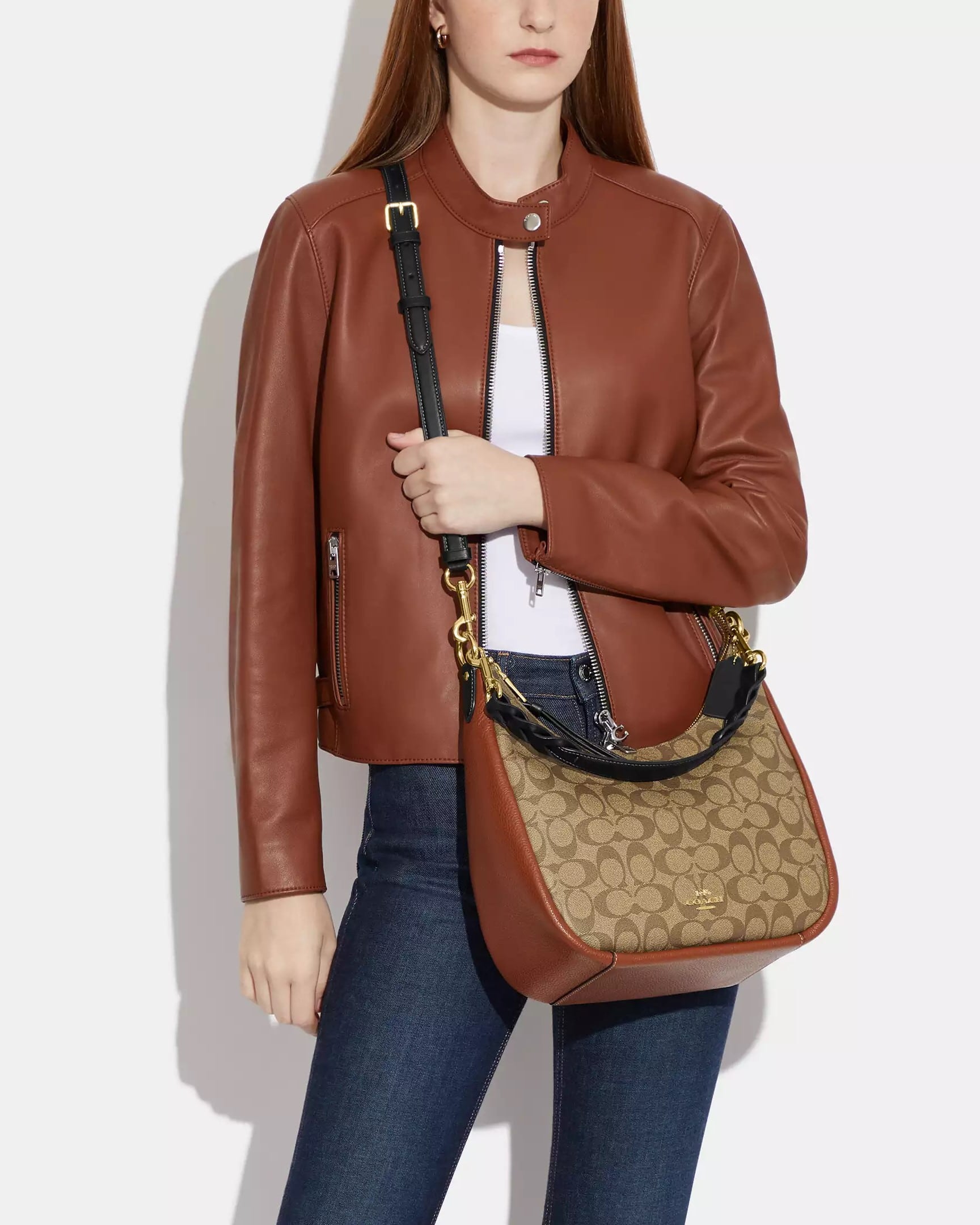 Túi xách Coach Jules Hobo Bag in Signature Color Block Canvas Khaki Multicolor CF350 6