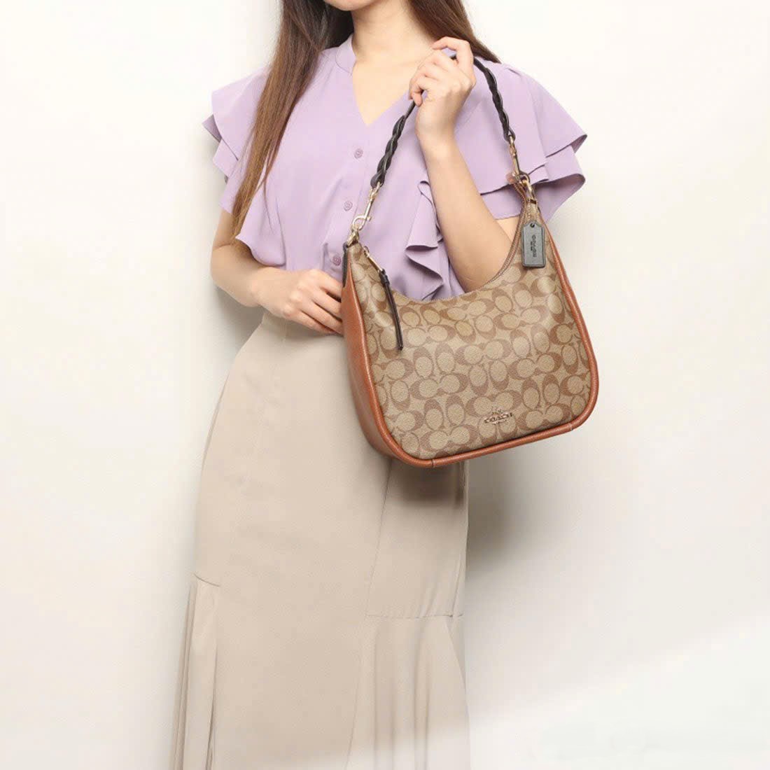 Túi xách Coach Jules Hobo Bag in Signature Color Block Canvas Khaki Multicolor CF350 8