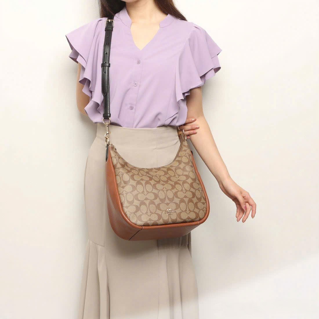 Túi xách Coach Jules Hobo Bag in Signature Color Block Canvas Khaki Multicolor CF350 7