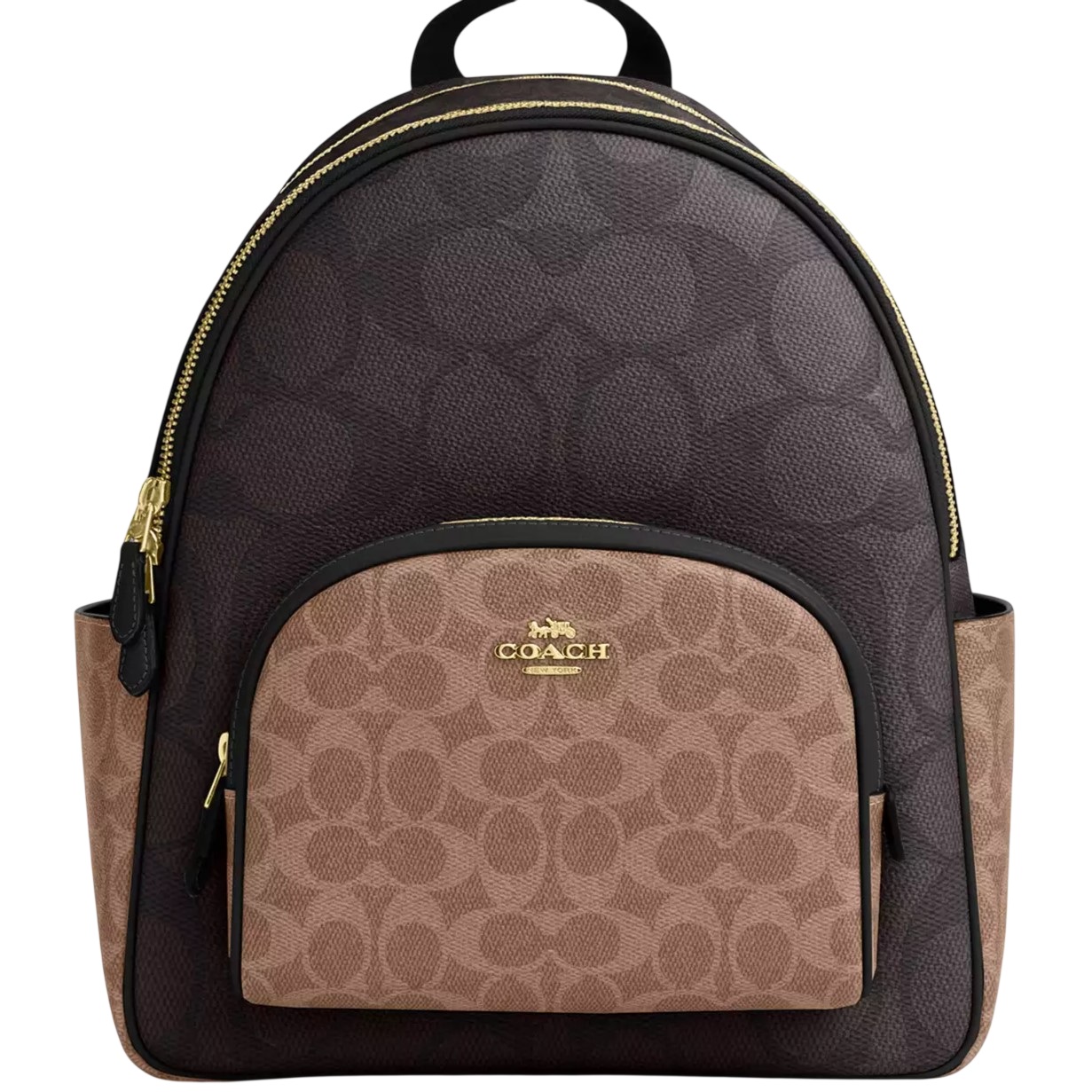 Balo Coach Coat Backpack in Blocked Signature Canvas Walnut CZ771 2