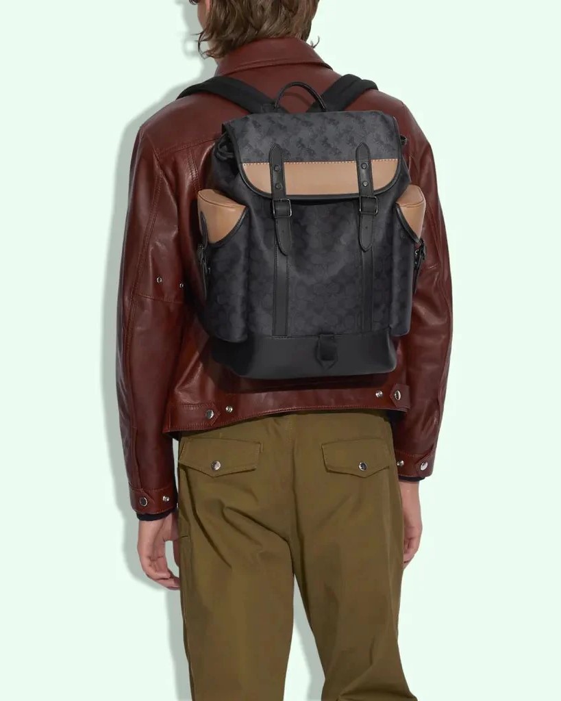 Ba lô Coach Hitch Backpack In Signature Canvas With Horse And Carriage Print Charcoal Gray Multicolor C1059 2