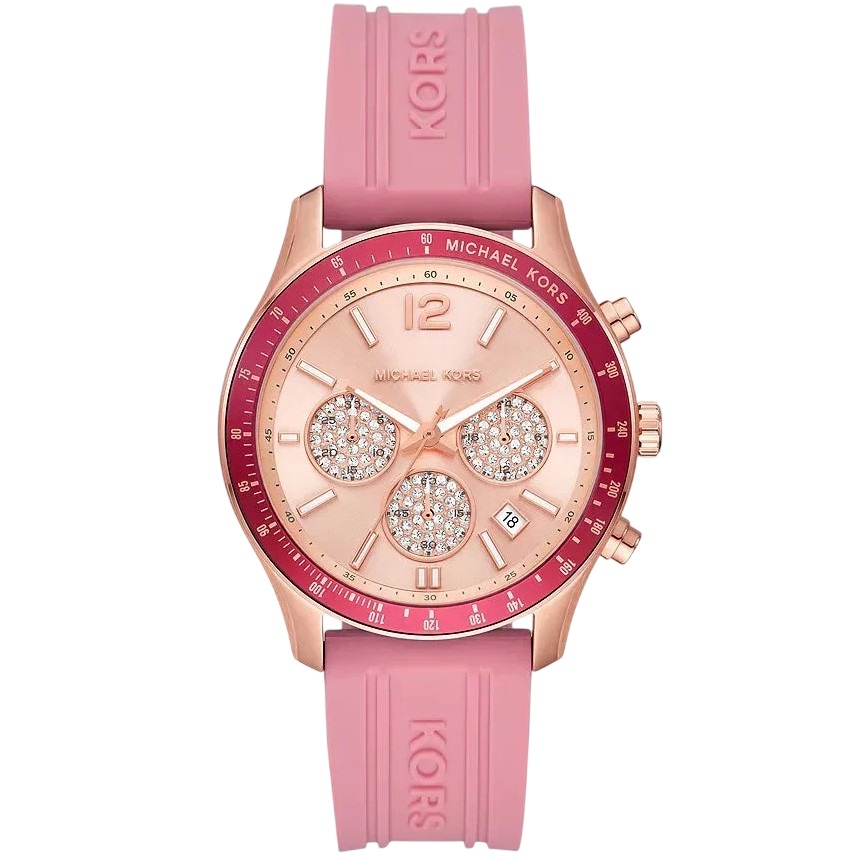 Đồng hồ đeo tay nữ Michael Kors Pink Silicone Strap Rose Gold Dial Watch MKO1039 4