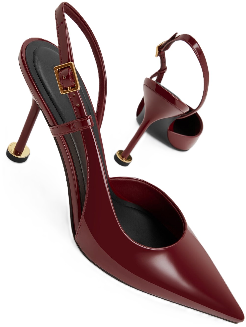 Giày cao gót mũi nhọn Charles Keith Wynn Patent Pointed-Toe Sculptural Heel Slingback Pumps Red CK1-60280477 3