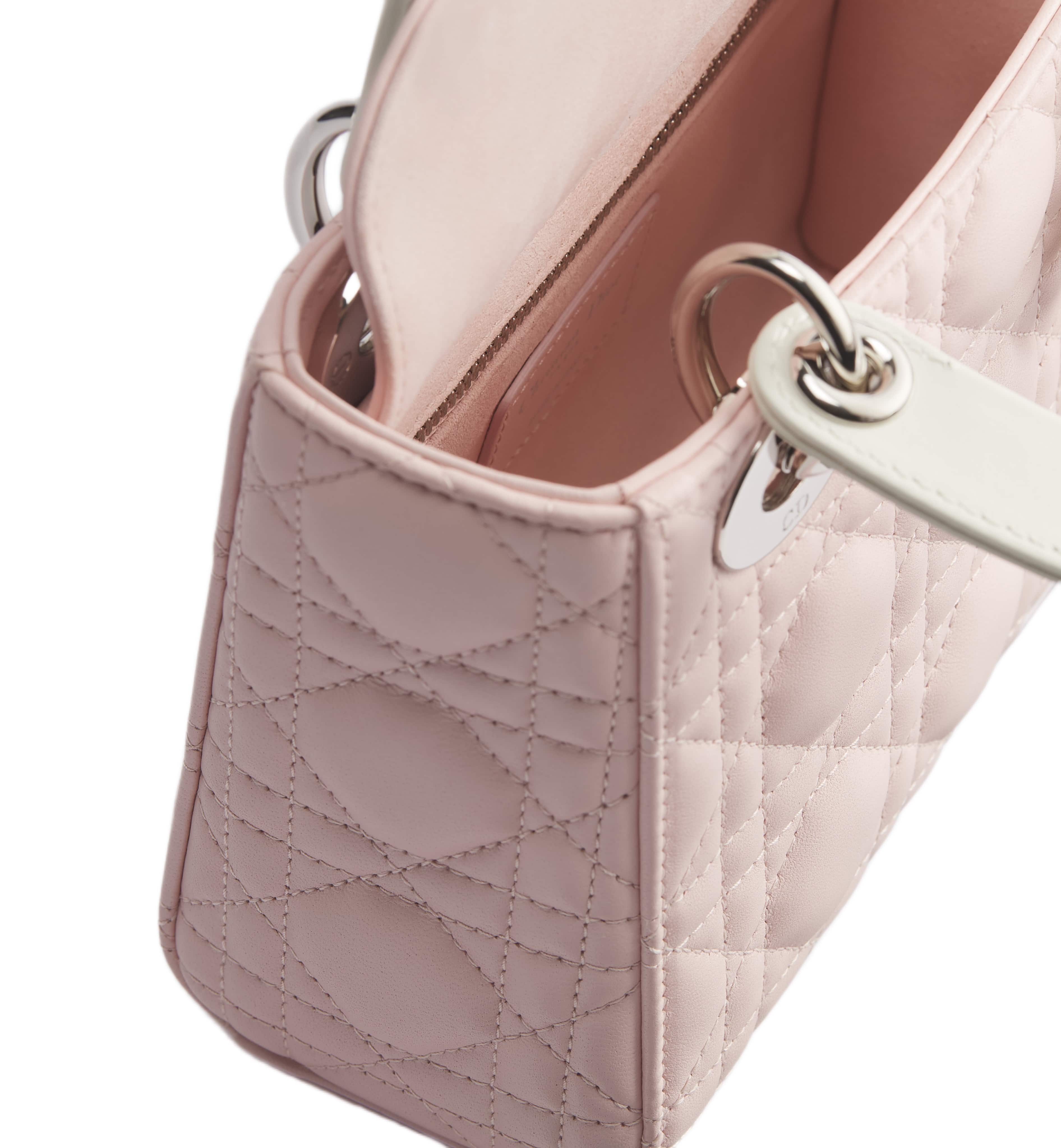 Túi xách Mini Lady Dior Bag with Chain Rose Soupir and Latte Cannage Lambskin 2
