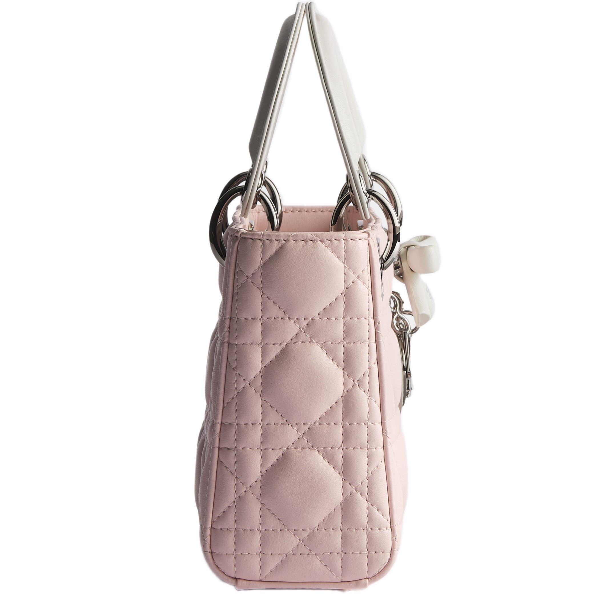 Túi xách Mini Lady Dior Bag with Chain Rose Soupir and Latte Cannage Lambskin 1