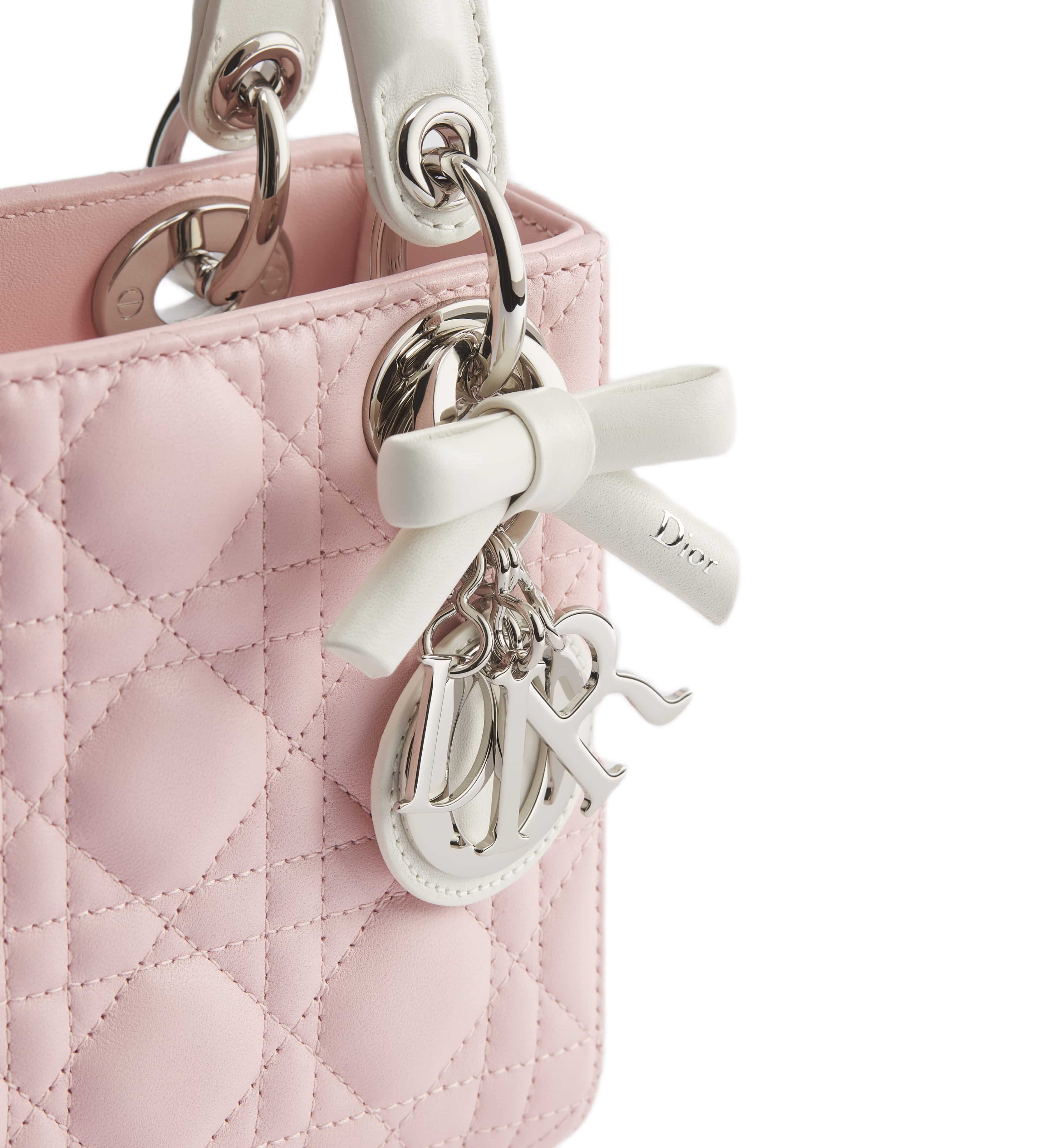 Túi xách Mini Lady Dior Bag with Chain Rose Soupir and Latte Cannage Lambskin 4