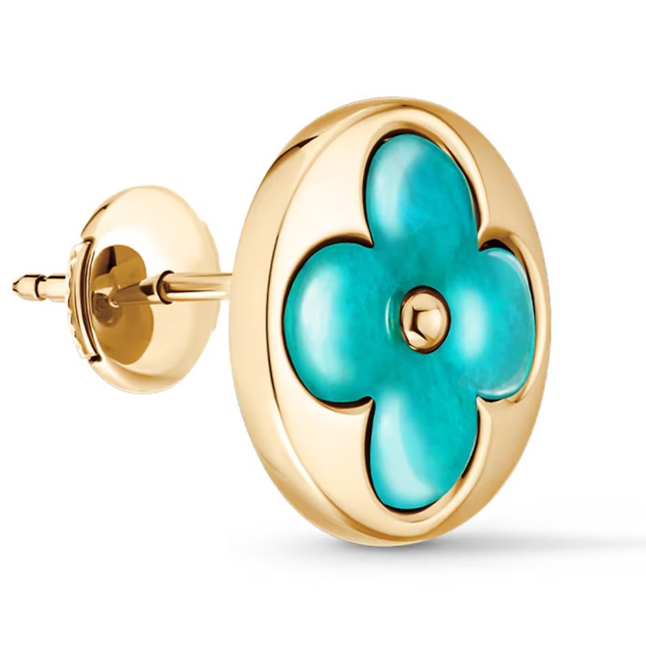 Bông Tai Louis Vuitton Color Blossom Sun BB Ear Stud Yellow Gold and Amazonite 5