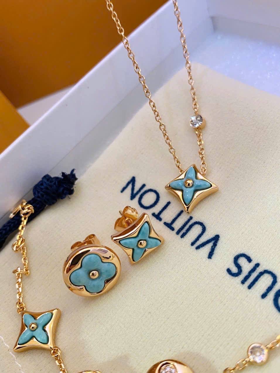Bông Tai Louis Vuitton Color Blossom Sun BB Ear Stud Yellow Gold and Amazonite 7