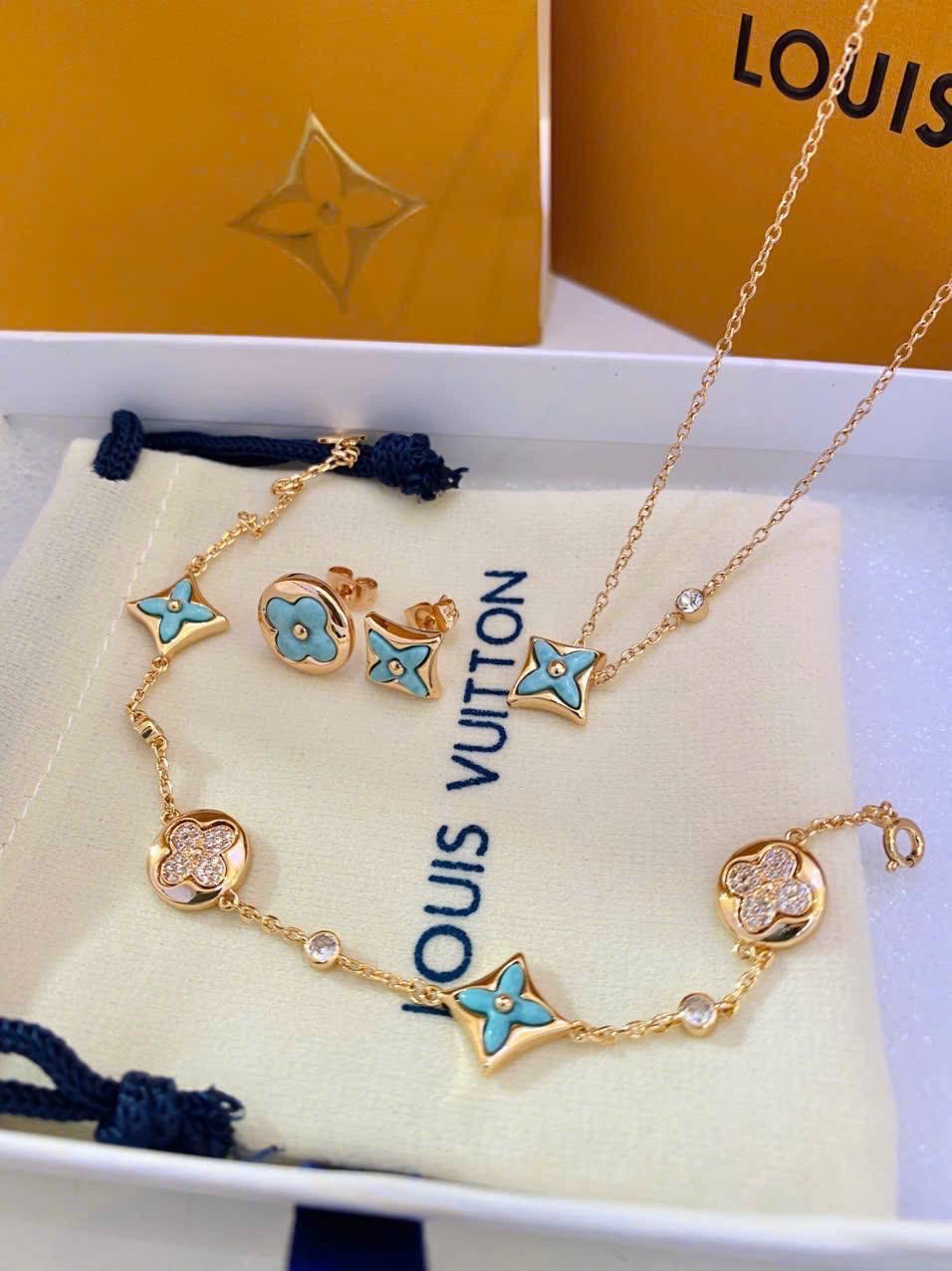 Bông Tai Louis Vuitton Color Blossom Sun BB Ear Stud Yellow Gold and Amazonite 10
