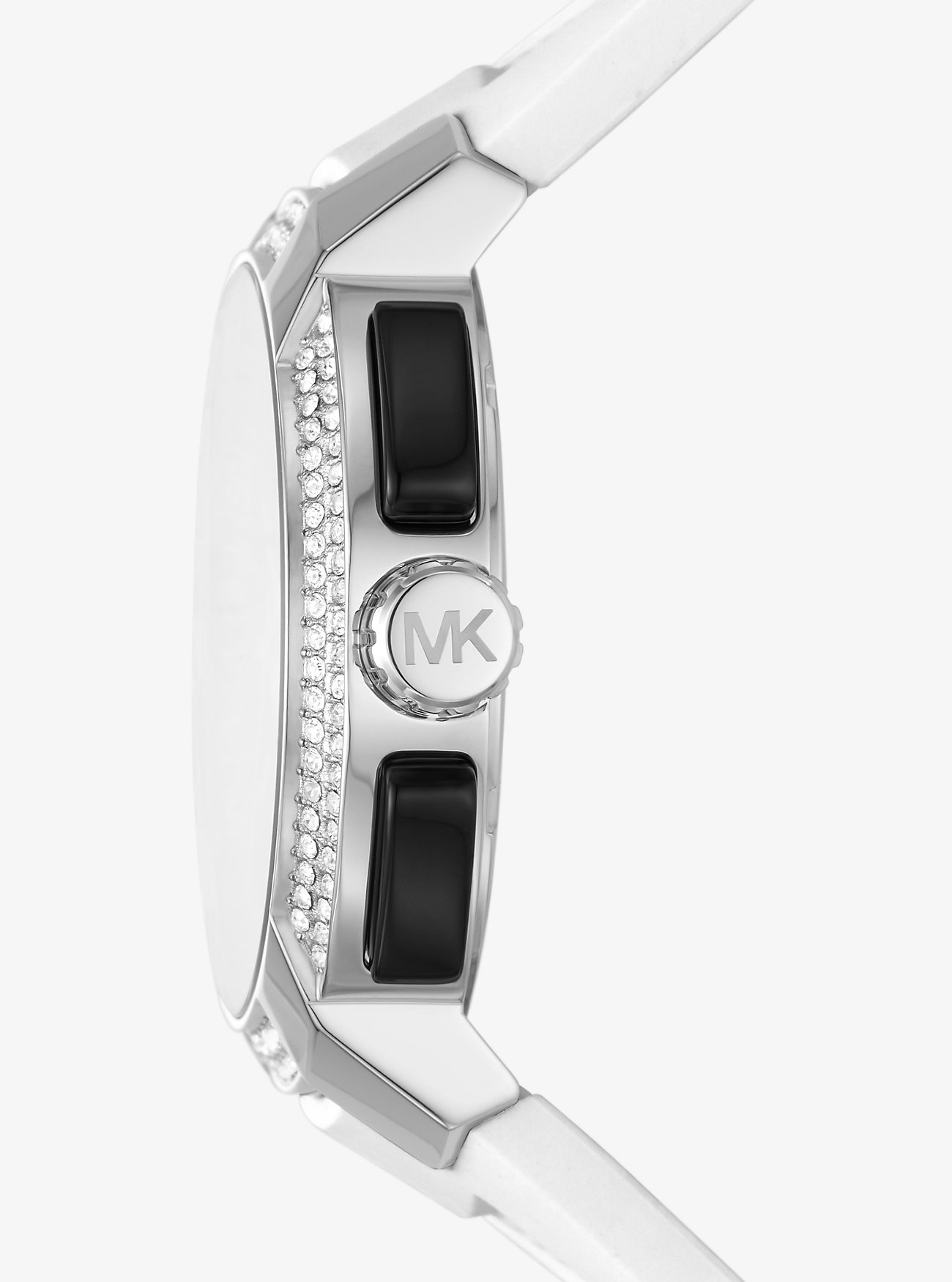 ĐỒNG HỒ ĐEO TAY NỮ MK MICHAEL KORS OVERSIZED PAVÉ SILVER-TONE AND SILICONE SPORT WATCH MK6947 6