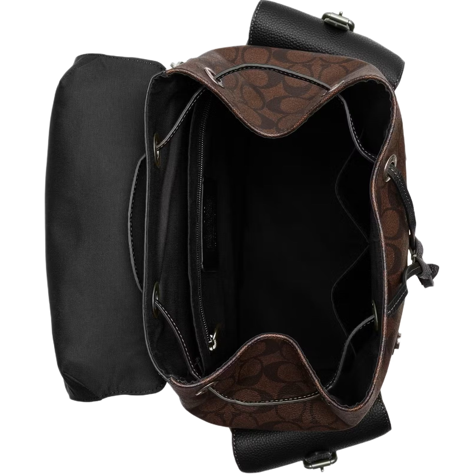 Ba lô Nam Coach Hudson Backpack In Black Antique Nickel Mahogany Signature Canvas CR388 1