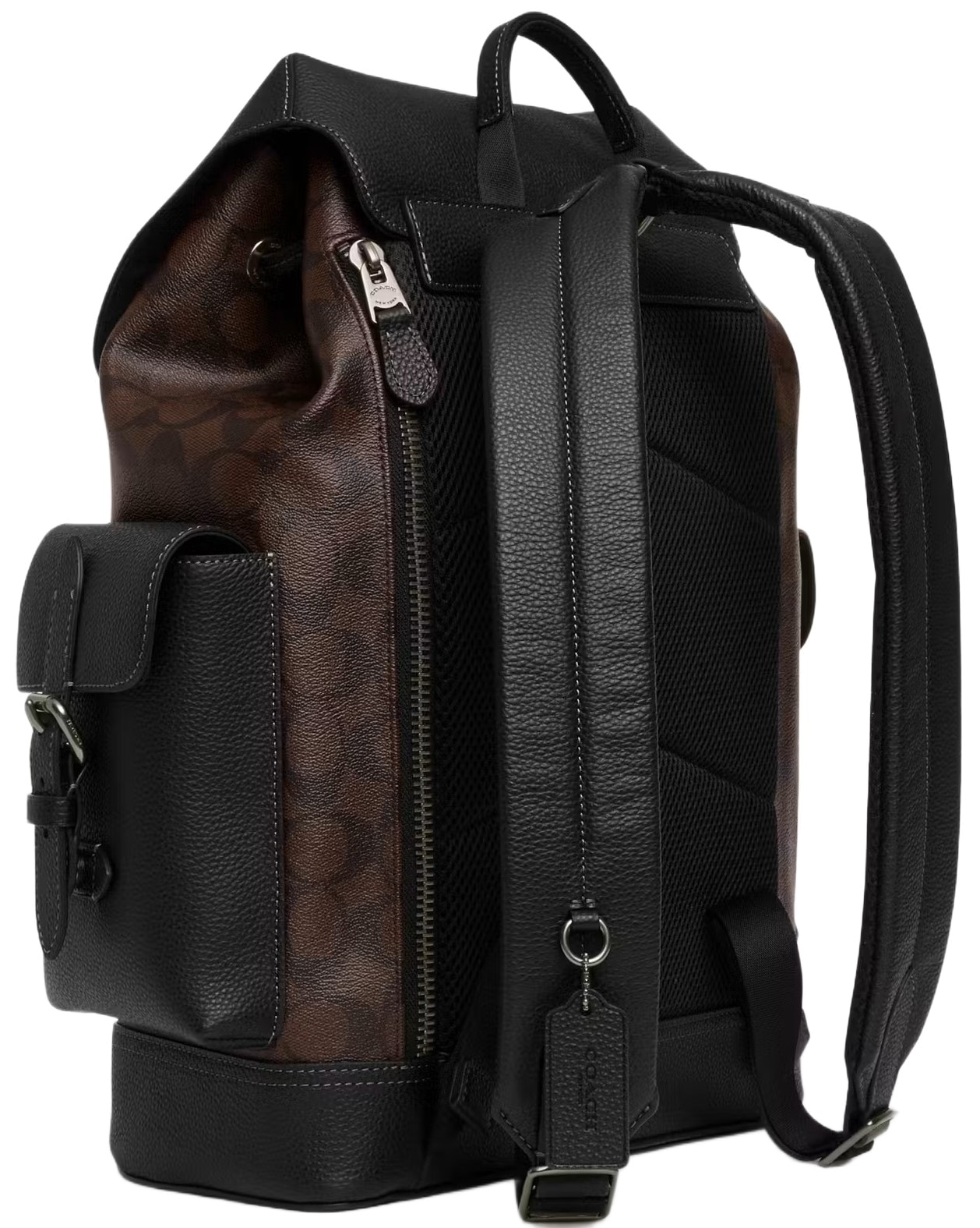 Ba lô Nam Coach Hudson Backpack In Black Antique Nickel Mahogany Signature Canvas CR388 5