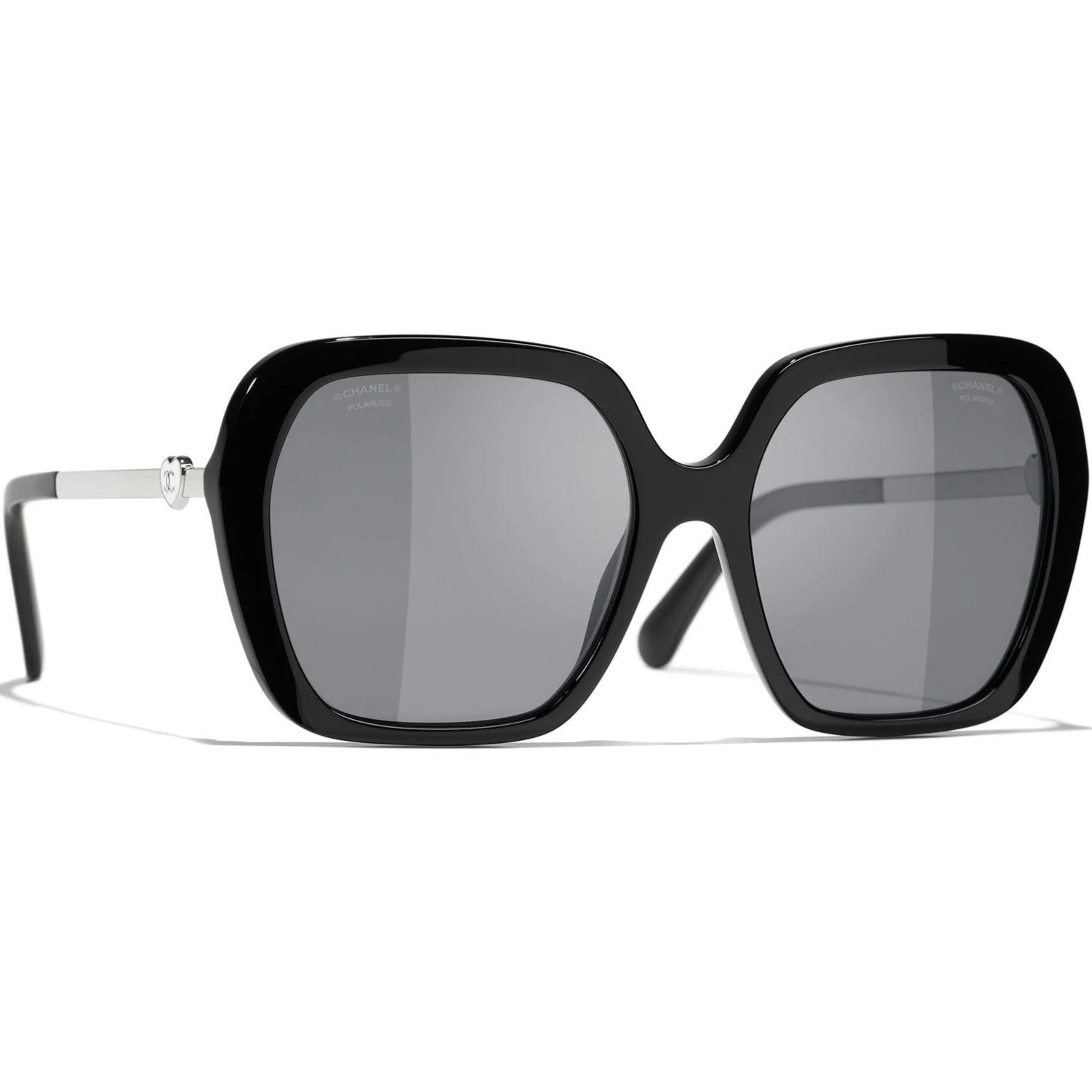 Kính mát Chanel Square Sunglasses Acetate Metal Frame Black Grey 5521 6