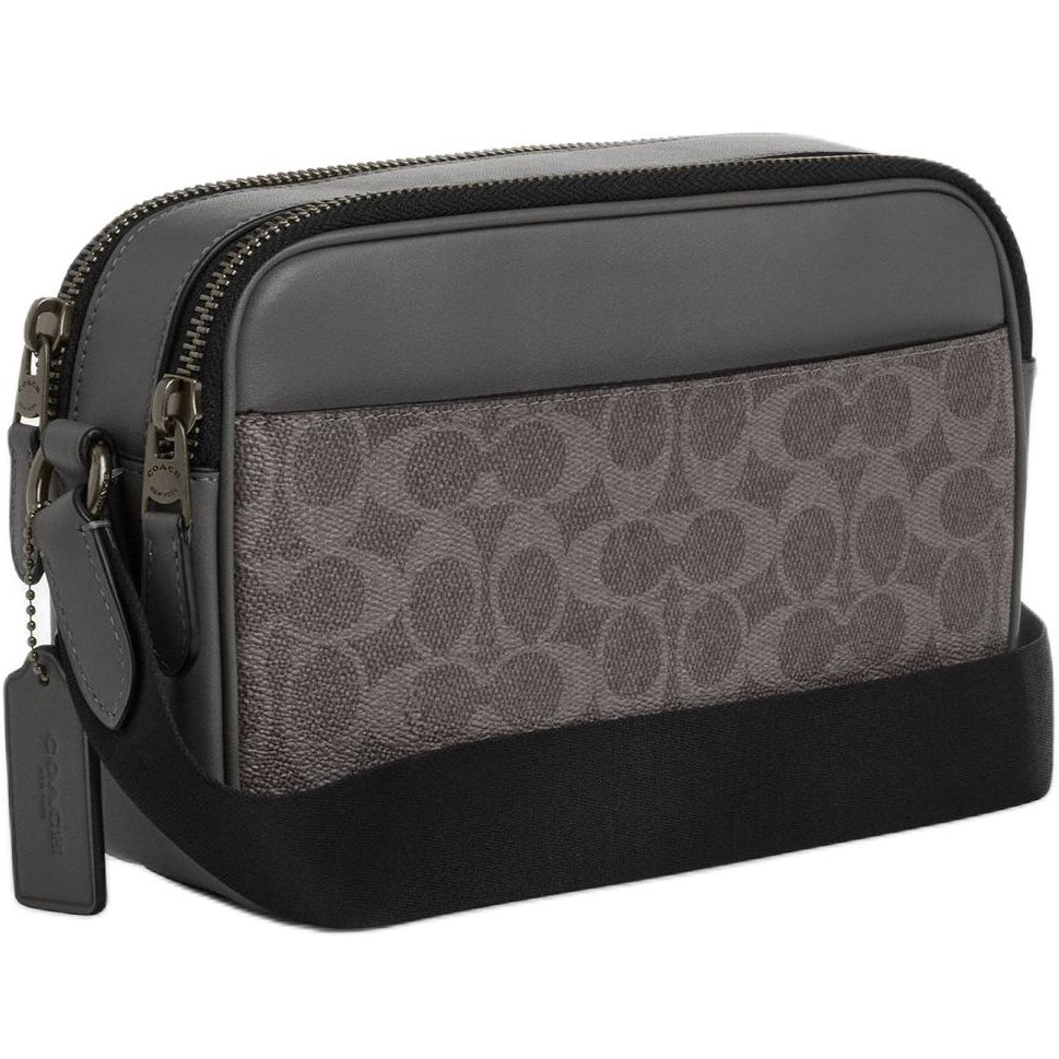 Túi đeo chéo xám Coach Nam Graham Crossbody Bag In Signature Canvas With Varsity Stripe Grey CCG30 4