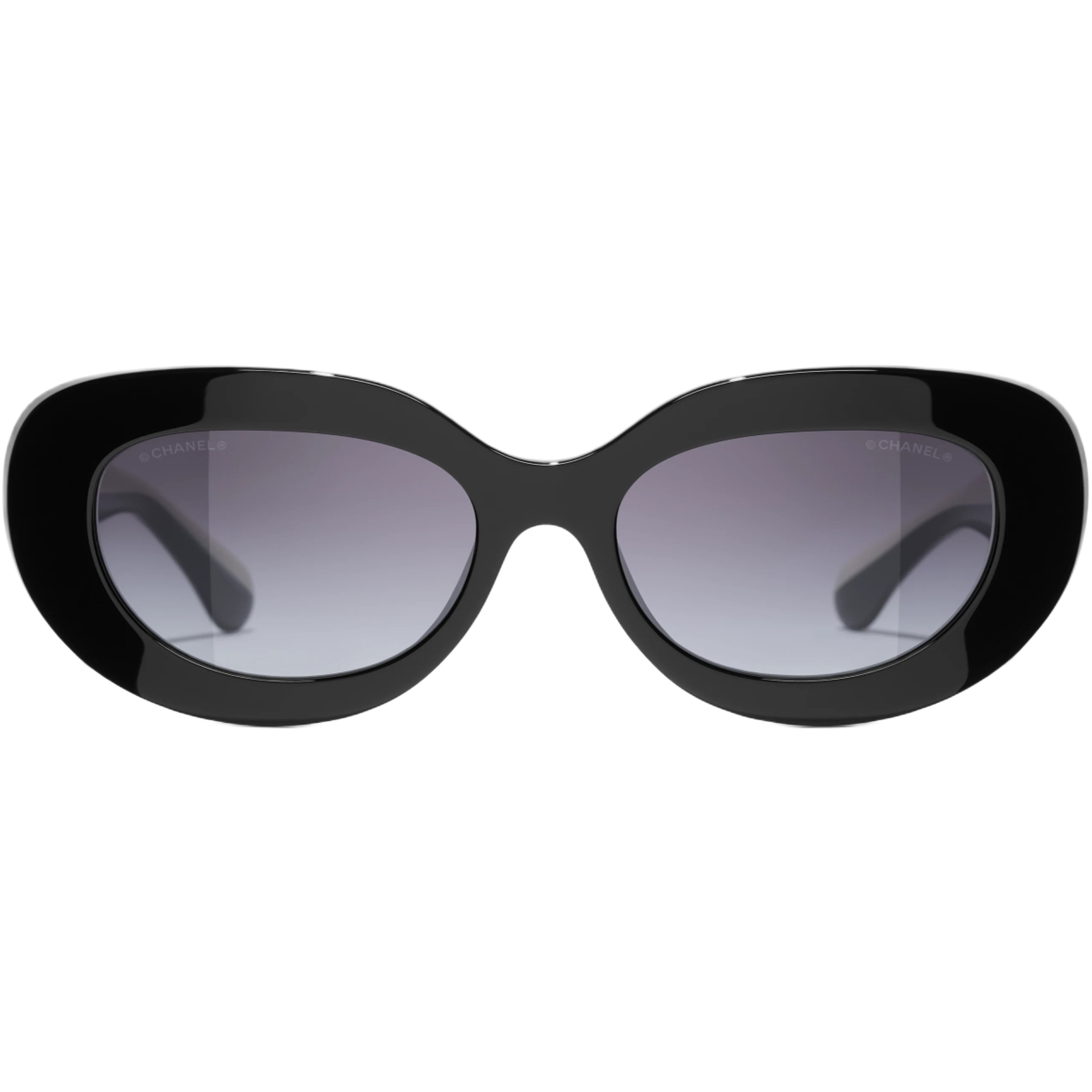 Kính mát Chanel Oval sunglasses Black Acetate Frame Gray Lenses 5562B 2