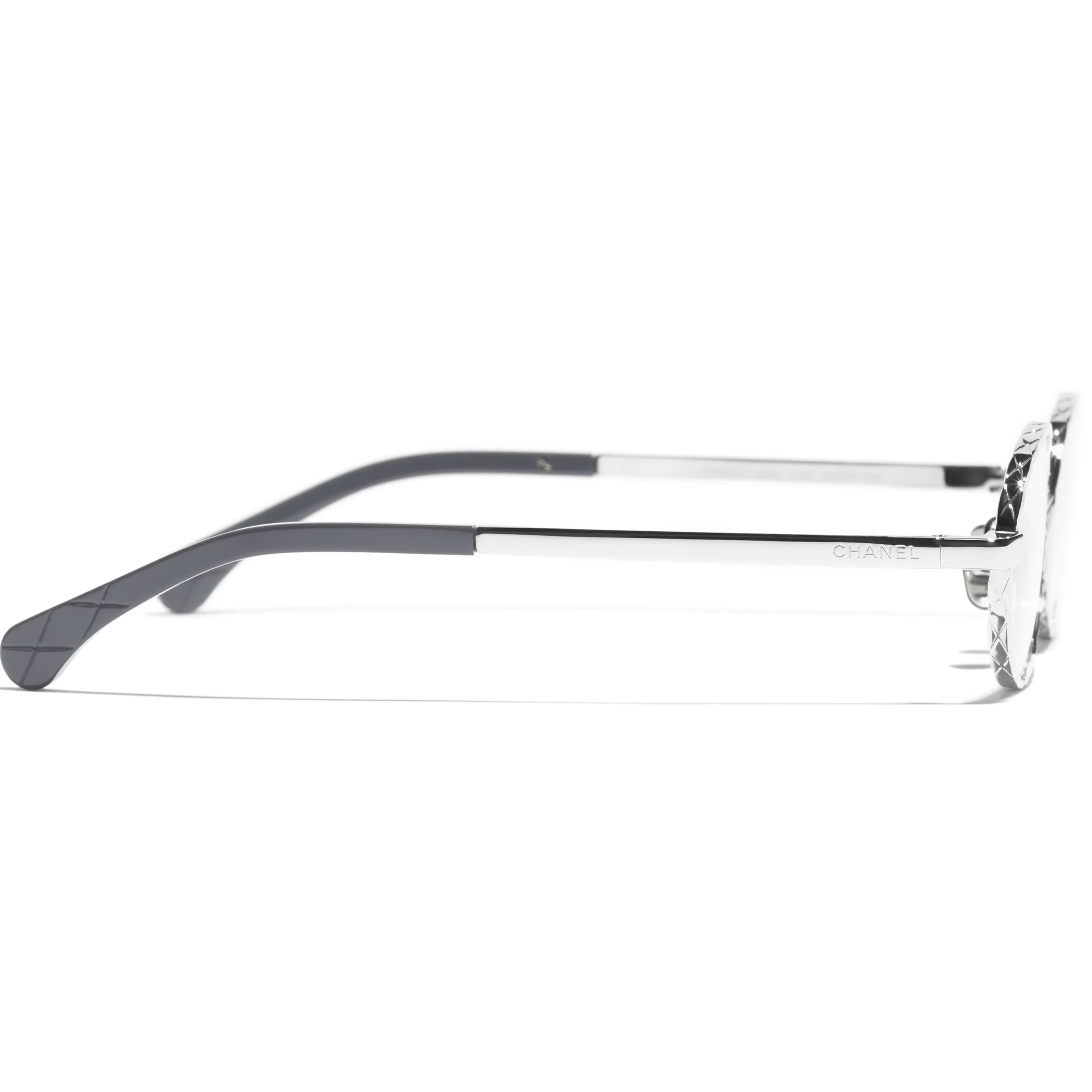 Kính mát gọng kim loại Chanel Oval Silver Frame Eyeglasses 1