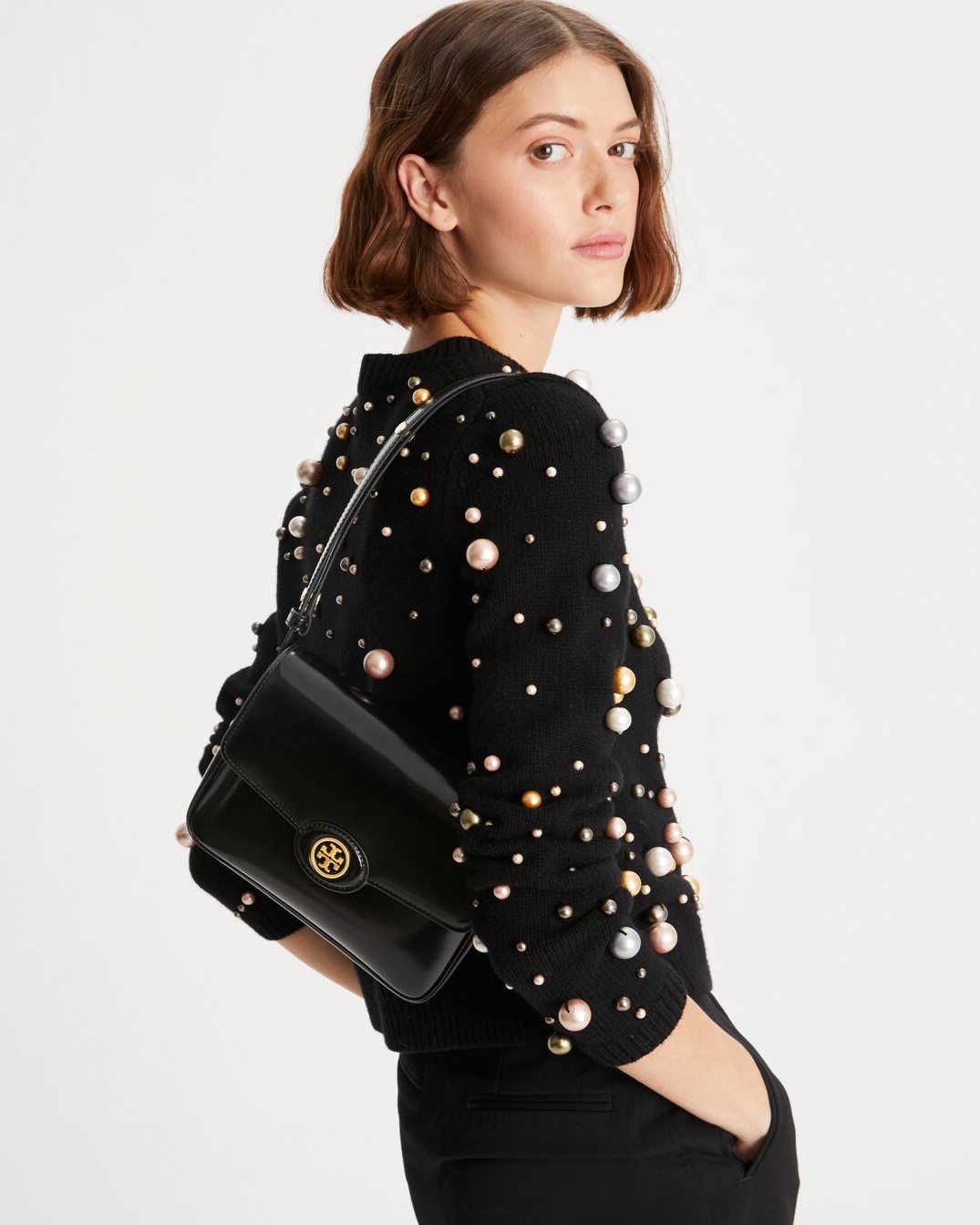 TÚI NỮ TORY BURCH ROBINSON SPAZZOLATO BLACK LEATHER CONVERTIBLE SHOULDER BAG 16
