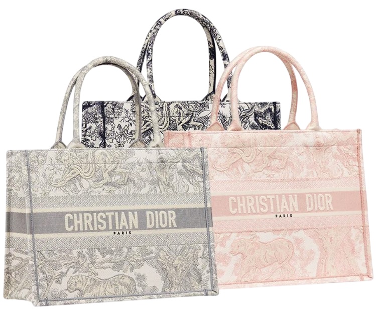 Túi nữ Medium Dior Book Tote Ecru and Gray Toile de Jouy Embroidery 4